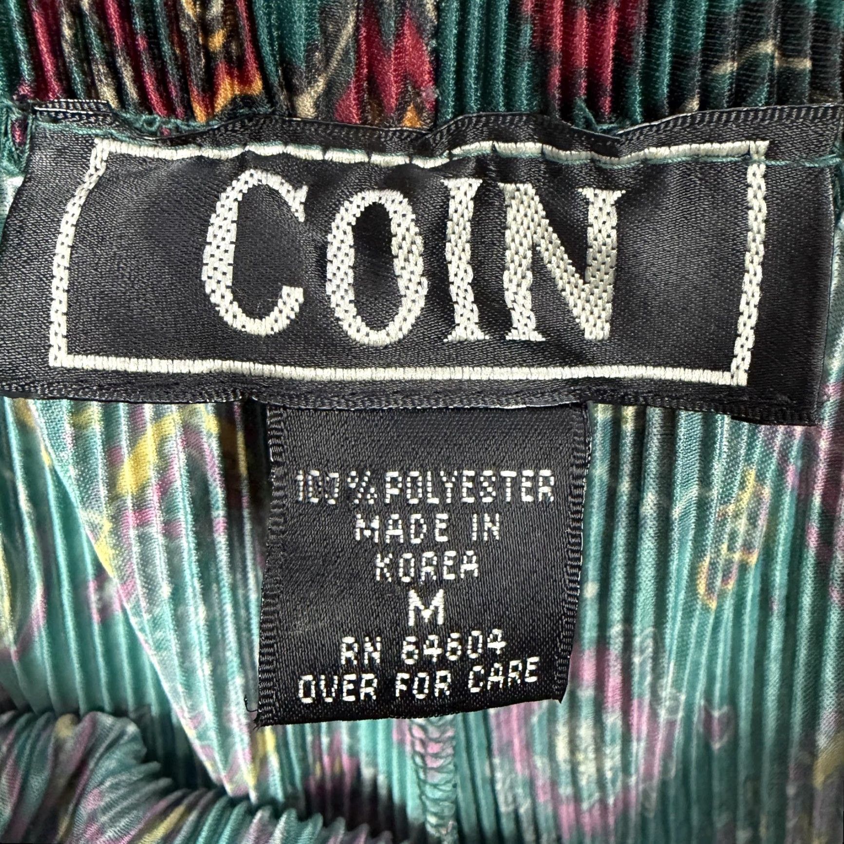 Vintage VINTAGE COIN Pants Womens M Green Paisley Plisse Boho Whimsigoth Avant-Garde 90s Wide-Leg Elastic Waist Casual Girls/Women Size 32" / US 10 / IT 46 - 6 Thumbnail