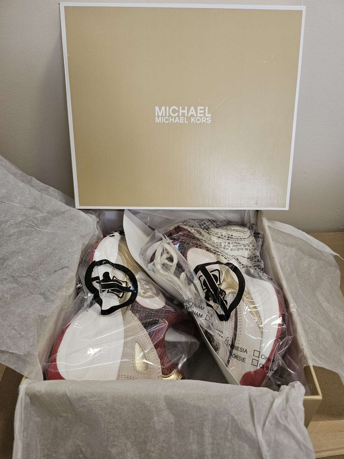 Michael Kors Zuma Snake Embossed Leather and Mesh Trainer By Michael Kors Size US 7 / IT 37 - 2 Thumbnail