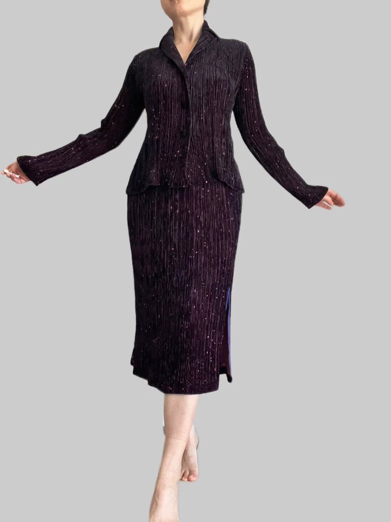 Issey Miyake Issey Miyake size:2 Deep purple velvet pleated cardigan Size XS / US 0-2 / IT 36-38 - 1 Thumbnail