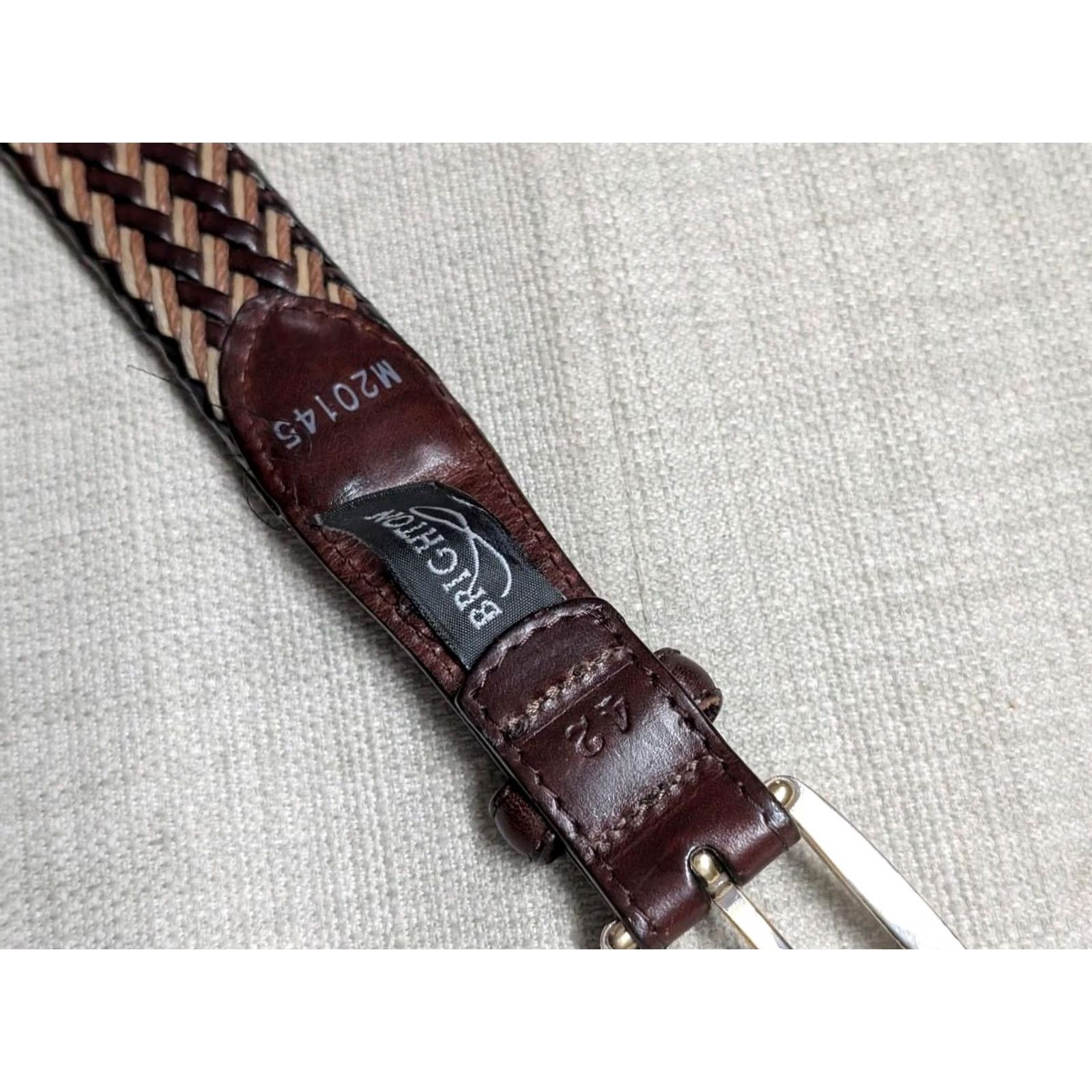 Brighton VINTAGE Brighton leather WEAVE braided belt Men 42 brown braided/Woven Belt 1-1/4" width, belt length 47" 41-44" holes Mens Size 42 - 4 Thumbnail