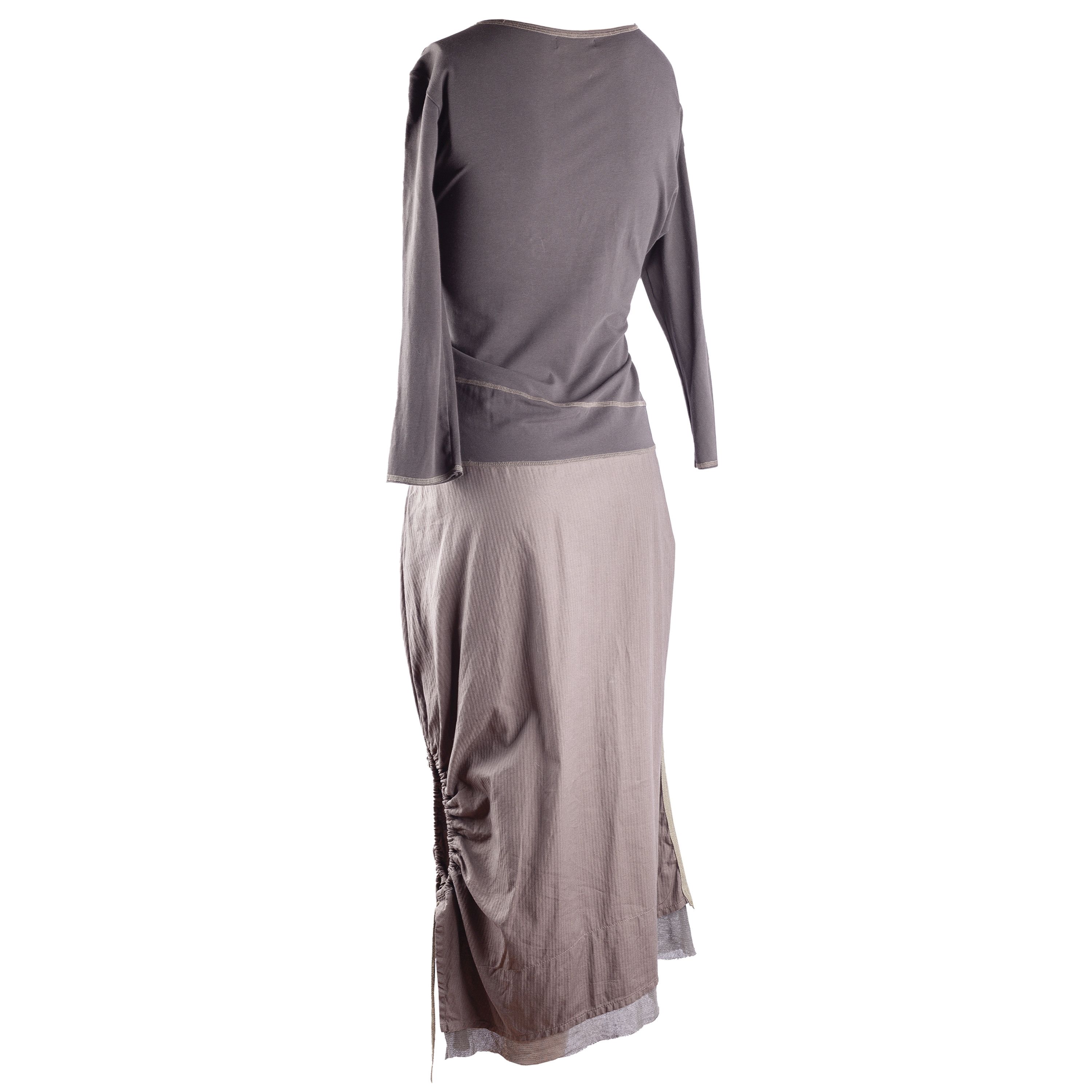 Cop Copine Cop Copine Vintage Asymmetrical Brown/Grey Maxi Dress (M) Size M / US 6-8 / IT 42-44 - 2 Thumbnail