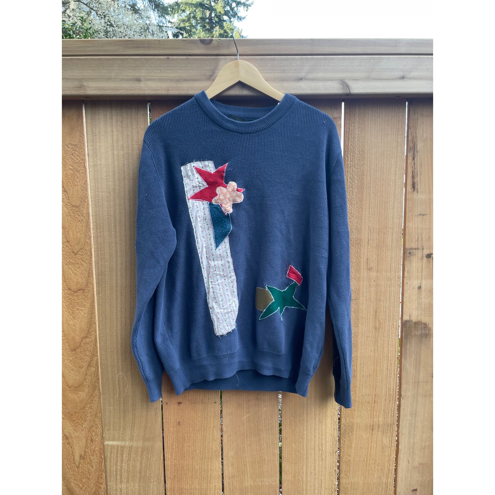 Adolfo Dominguez Large Upcycled Blue Collage Sweater Size L / US 10 / IT 46 - 2 Thumbnail
