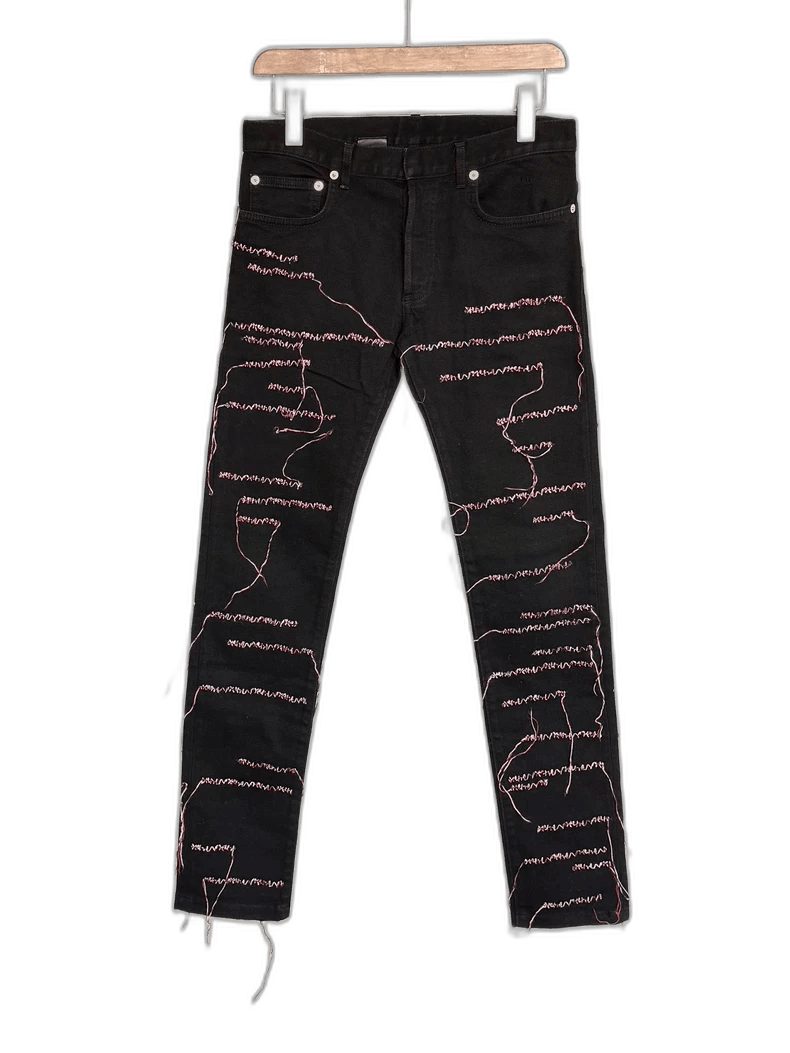 Dior Dior Red Line Embroidered Fringed Jeans-2506 Size US 29 - 1 Thumbnail