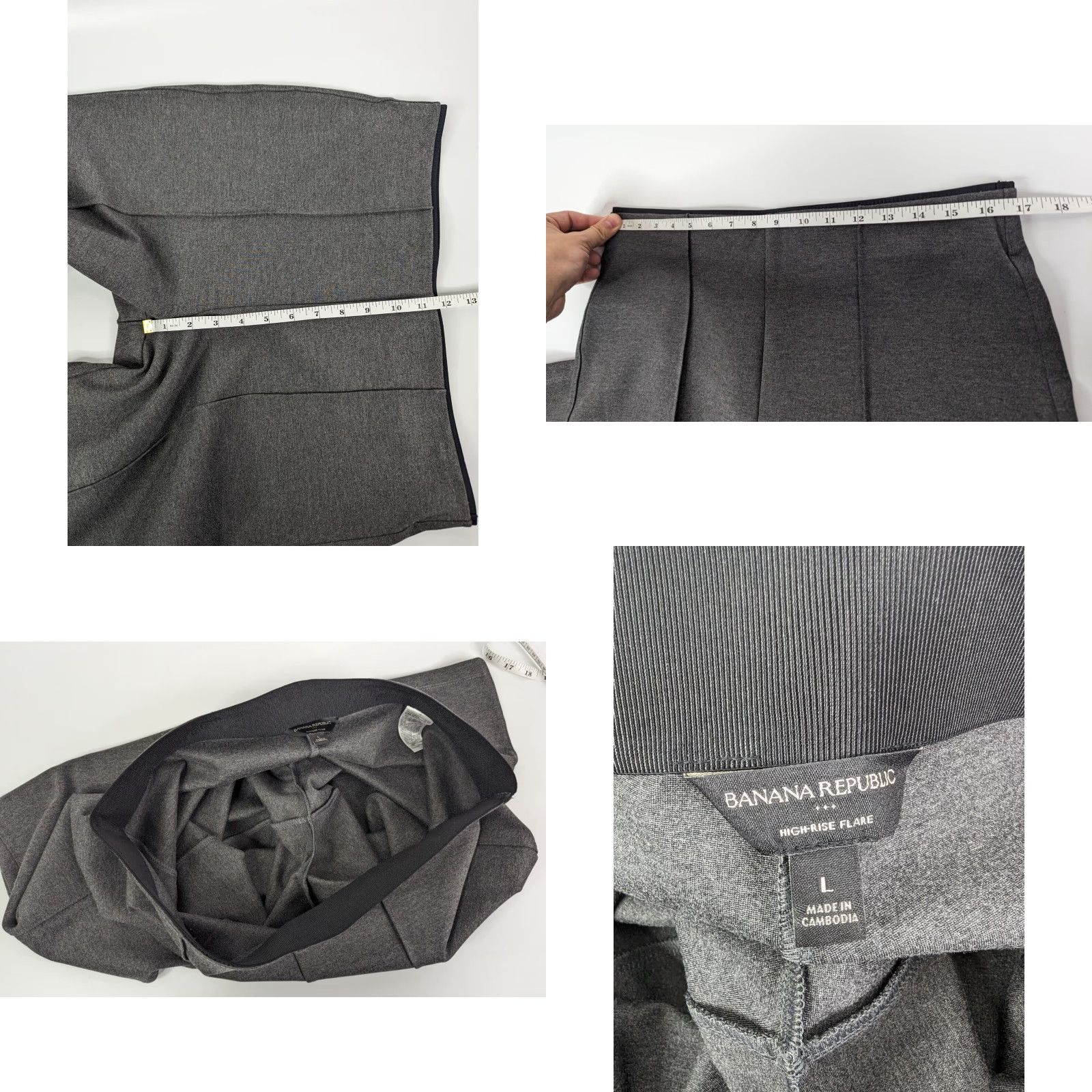 Banana Republic Banana Republic Grey High-Rise Flare Pants Size Large Rayon Nylon Stretch Womens Pants Flared 90s Style Size 36" / US 14 / IT 50 - 8 Thumbnail