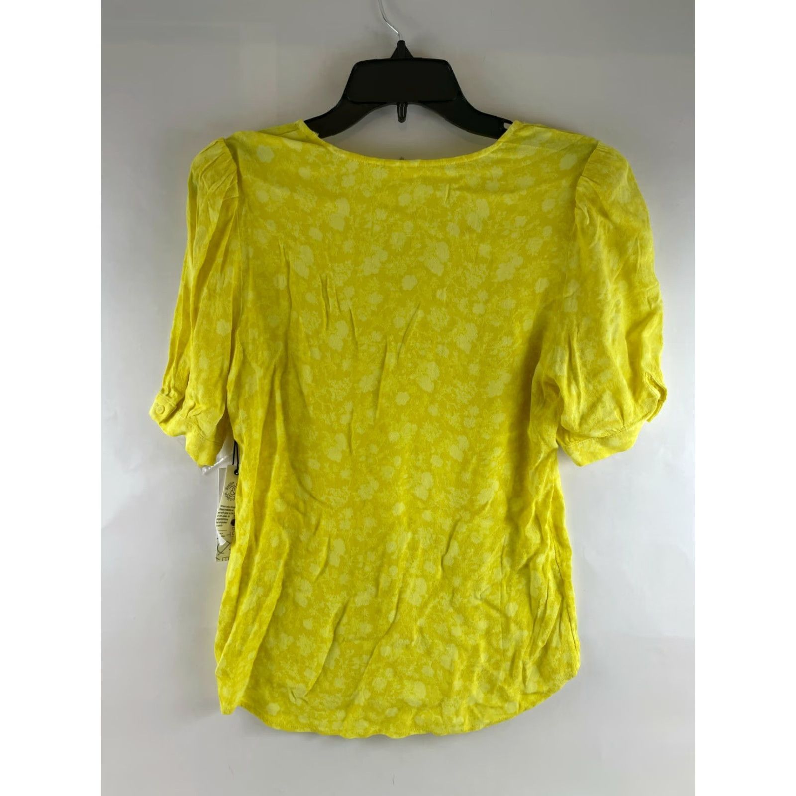 Treasure & Bond Treasure & Bond Shirt Women's S Yellow Floral Puff Sleeve V-Neck NWT Size S / US 4 / IT 40 - 2 Thumbnail