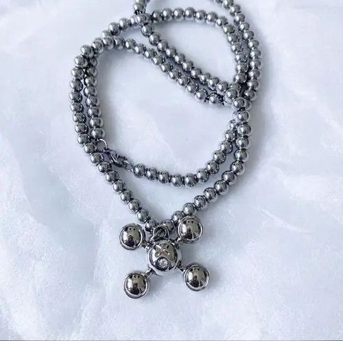 VIBE Stainless Steel Round Bead Chain Quadangle Ball Pendant Size ONE SIZE - 2 Thumbnail