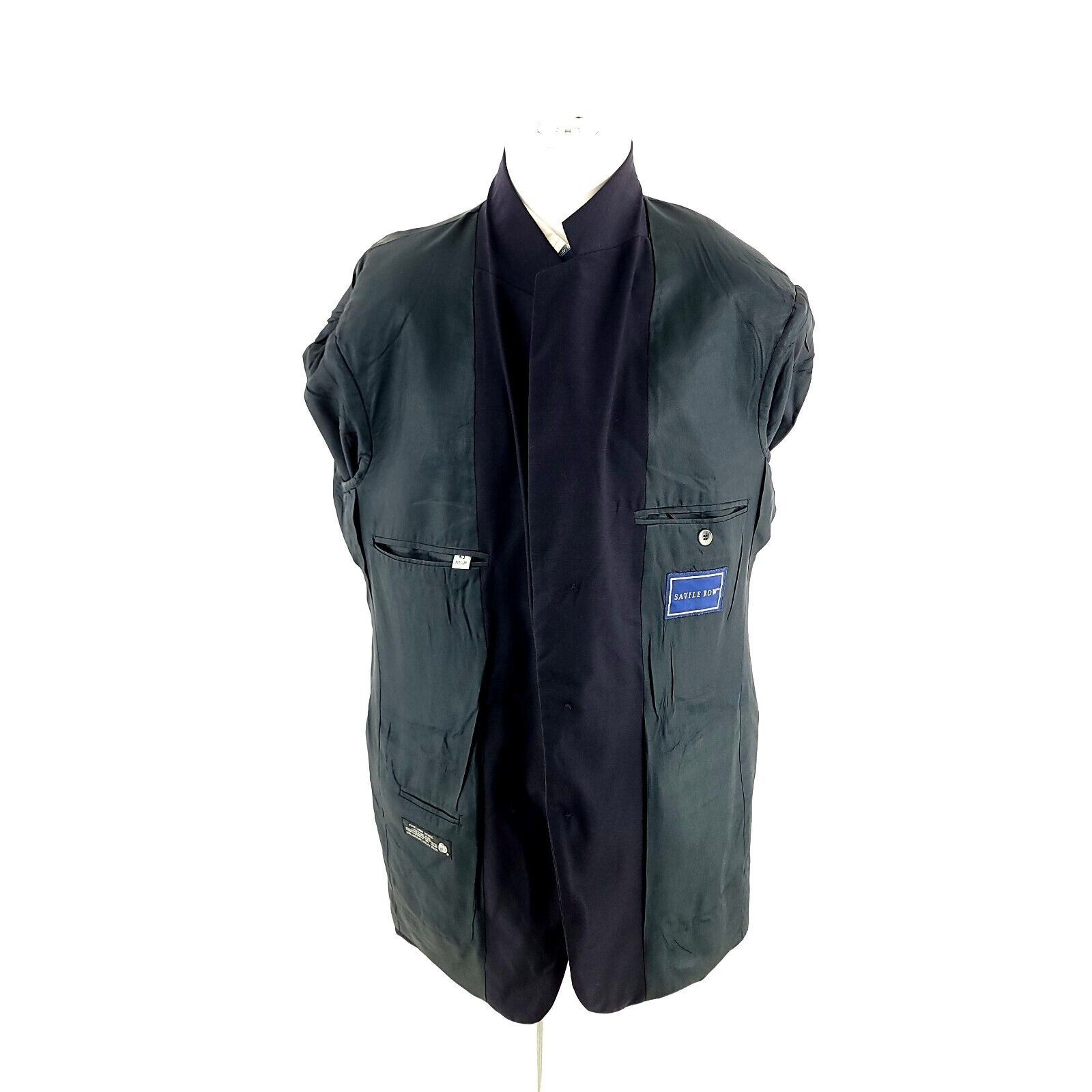 Savile Row DAMAGED Savile Row Wool 3 Gold Button Blazer 42R Blue Size 42R - 13 Thumbnail