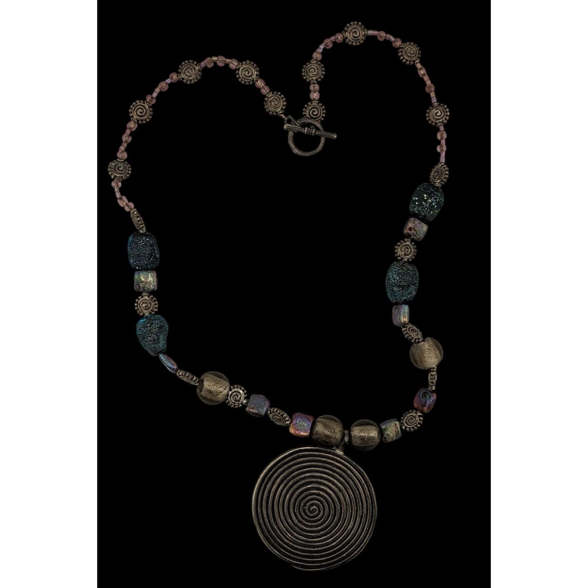 Other Vintage Brutalist Pendant Necklace With Metal Glass And Pear Size ONE SIZE - 2 Thumbnail