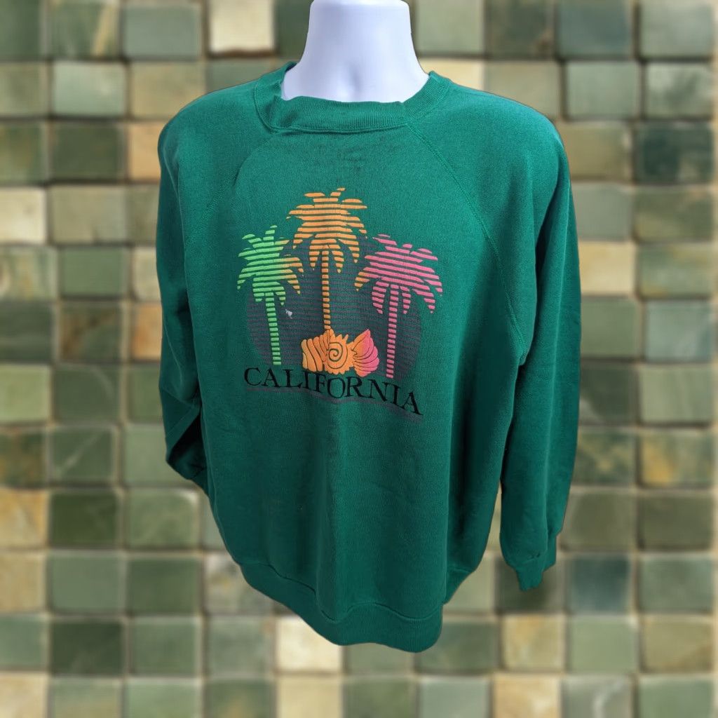 Vintage VINTAGE California Raglan Crewneck Sweatshirt XL Green Men Size US XL / EU 56 / 4 - 1 Thumbnail