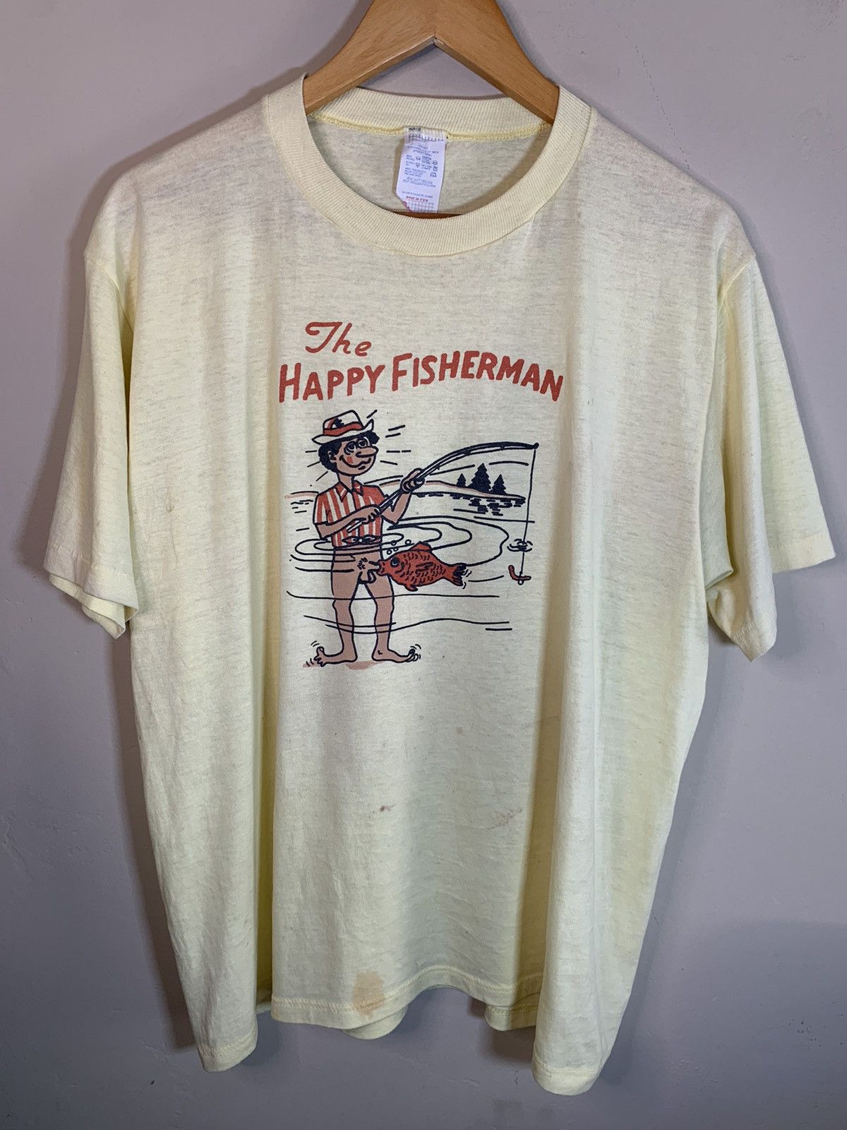 Vintage *RARE* Vintage The Happy Fisherman Explicit Funny Art Shirt Size US XL / EU 56 / 4 - 1 Thumbnail