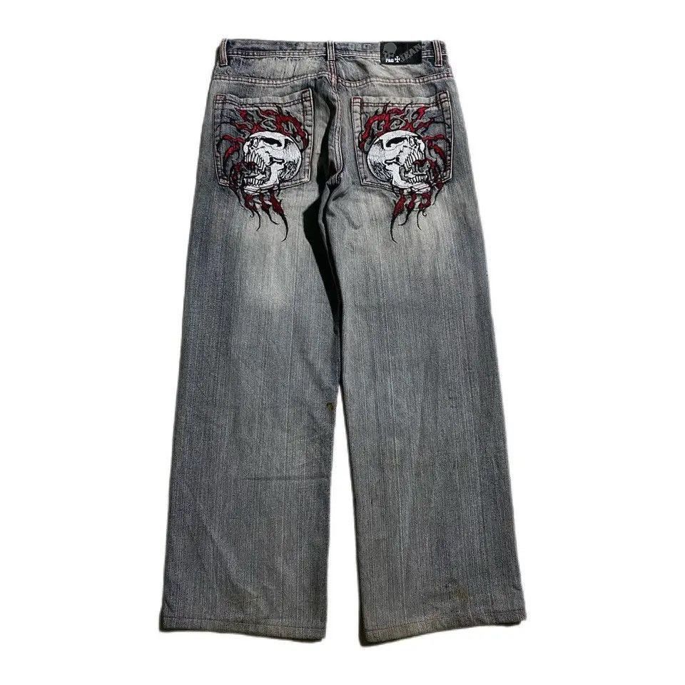 Harajuku Skull Embroidery Retro Baggy Jeans