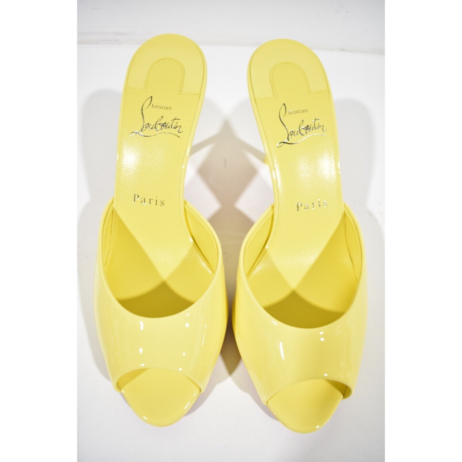 Christian Louboutin Me Dolly 85 Piou Yellow Backless Sandal Mule Heel Pump 37.5 Size US 7.5 / IT 37.5 - 7 Thumbnail