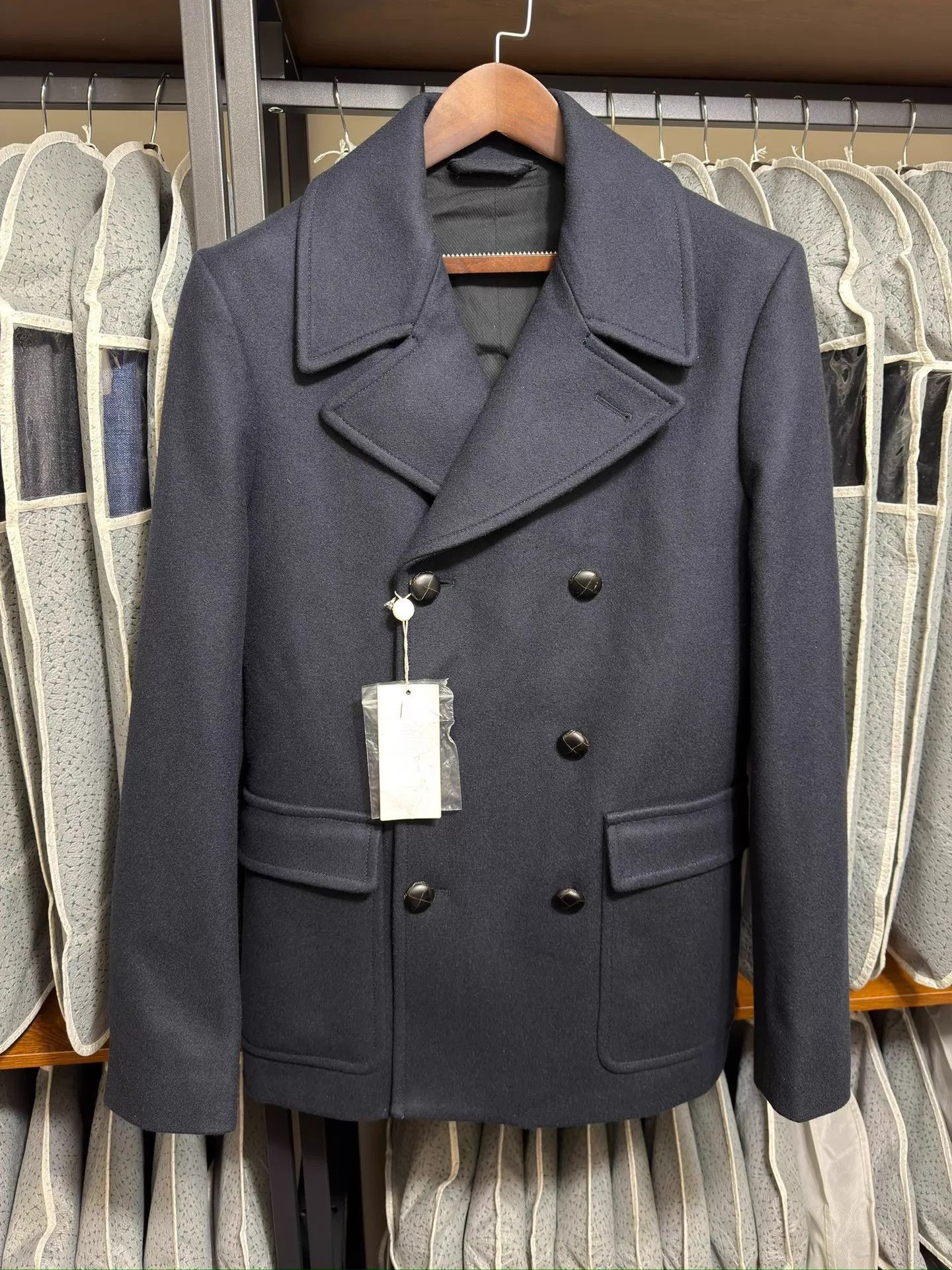 Maison Margiela Blue Double-Breasted Heavy Coat Size M Size US XXS / EU 40 - 1 Thumbnail