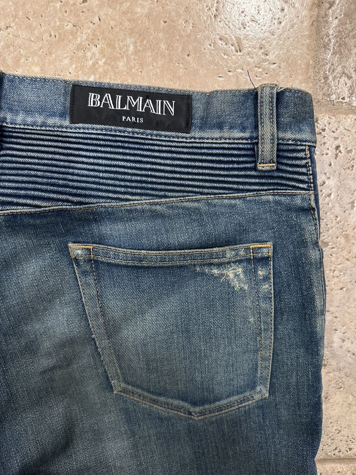 Balmain Balmain Biker Distressed Stone Wash Blue Denim Jeans Size US 36 / EU 52 - 8 Thumbnail
