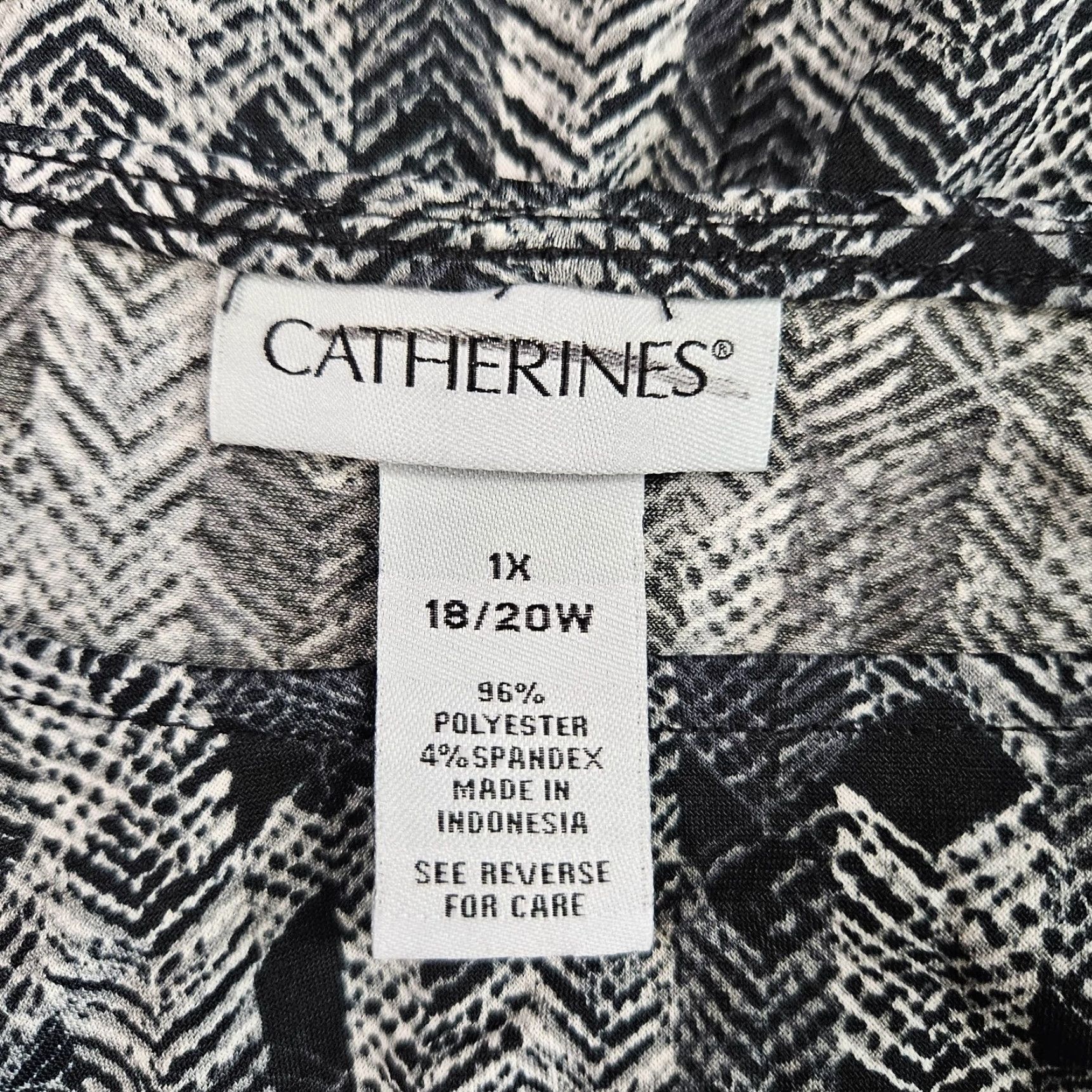 Vintage Catherines Dress 1X Sleeveless Black Gray Herringbone Knee Length Polyester Spandex A-Line Womens Shirt? Size XL / US 12-14 / IT 48-50 - 5 Thumbnail