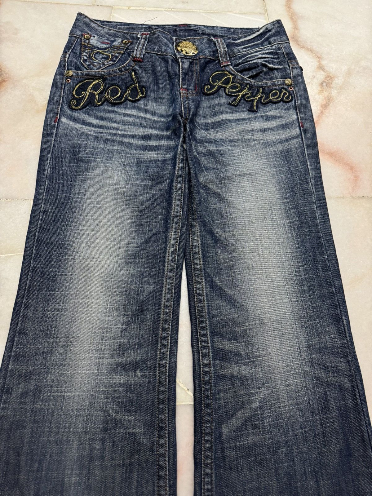 If Six Was Nine 💥BAGGY FLARE💥90's RED PEPPER BELL BOTTOM WHISKER LOW RISE Size US 28 / EU 44 - 3 Thumbnail