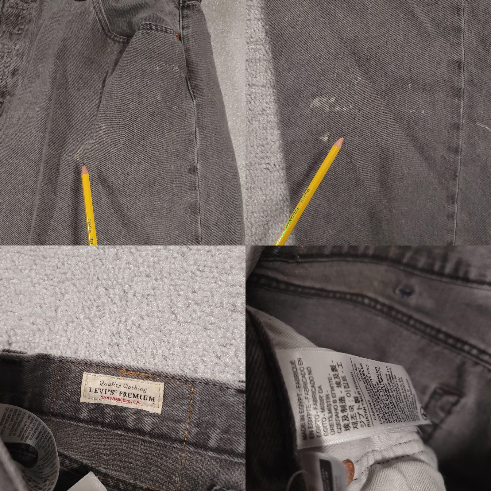 Levi's VINTAGE Levis 501 Jeans Mens 40x34 Gray Denim Button Fly Straight Leg Distressed Pants Size US 40 / EU 56 - 8 Thumbnail