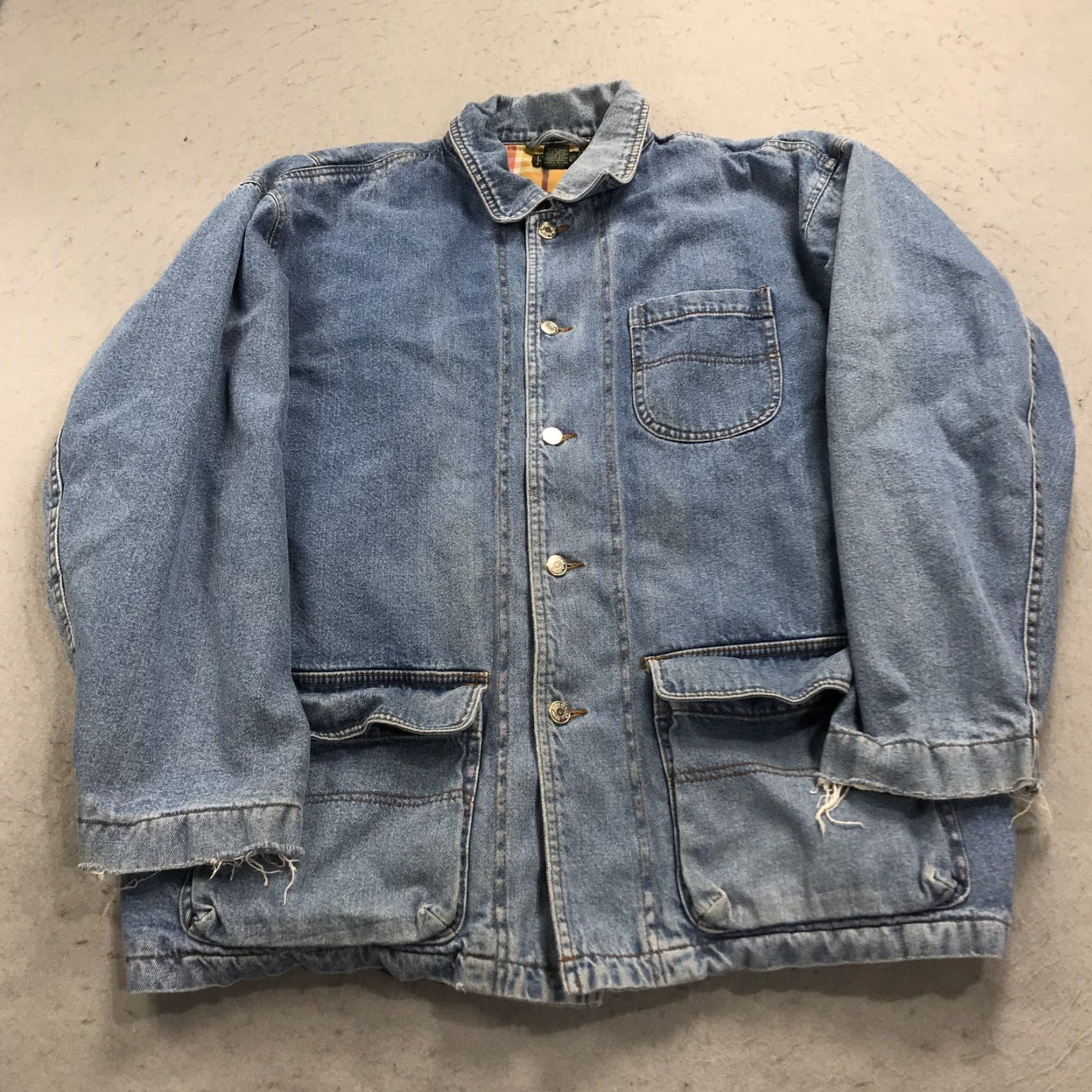 J.Crew VINTAGE J.CREW Jacket Mens XL Blue Oarsman Chore Denim Lined 90s Size US XL / EU 56 / 4 - 2 Thumbnail