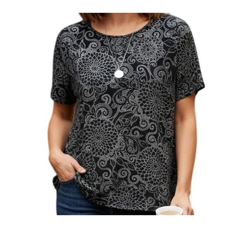 Other Cato Paisley Stretchy Pima Cotton Short Sleeve Tshirt Sz XL Size XL / US 12-14 / IT 48-50 - 1 Thumbnail