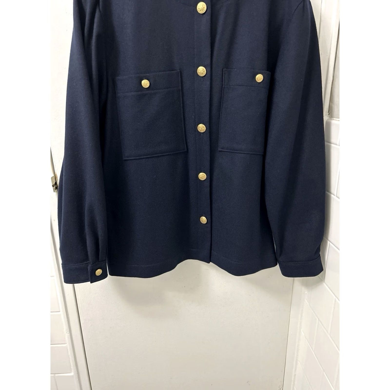 Vintage VINTAGE LL Bean Jacket Womens 16 Navy 100% Wool Cardigan Gold Buttons Solid Coat Women 100% Wool Hash Size XXL / US 16-18 / IT 52-54 - 3 Thumbnail