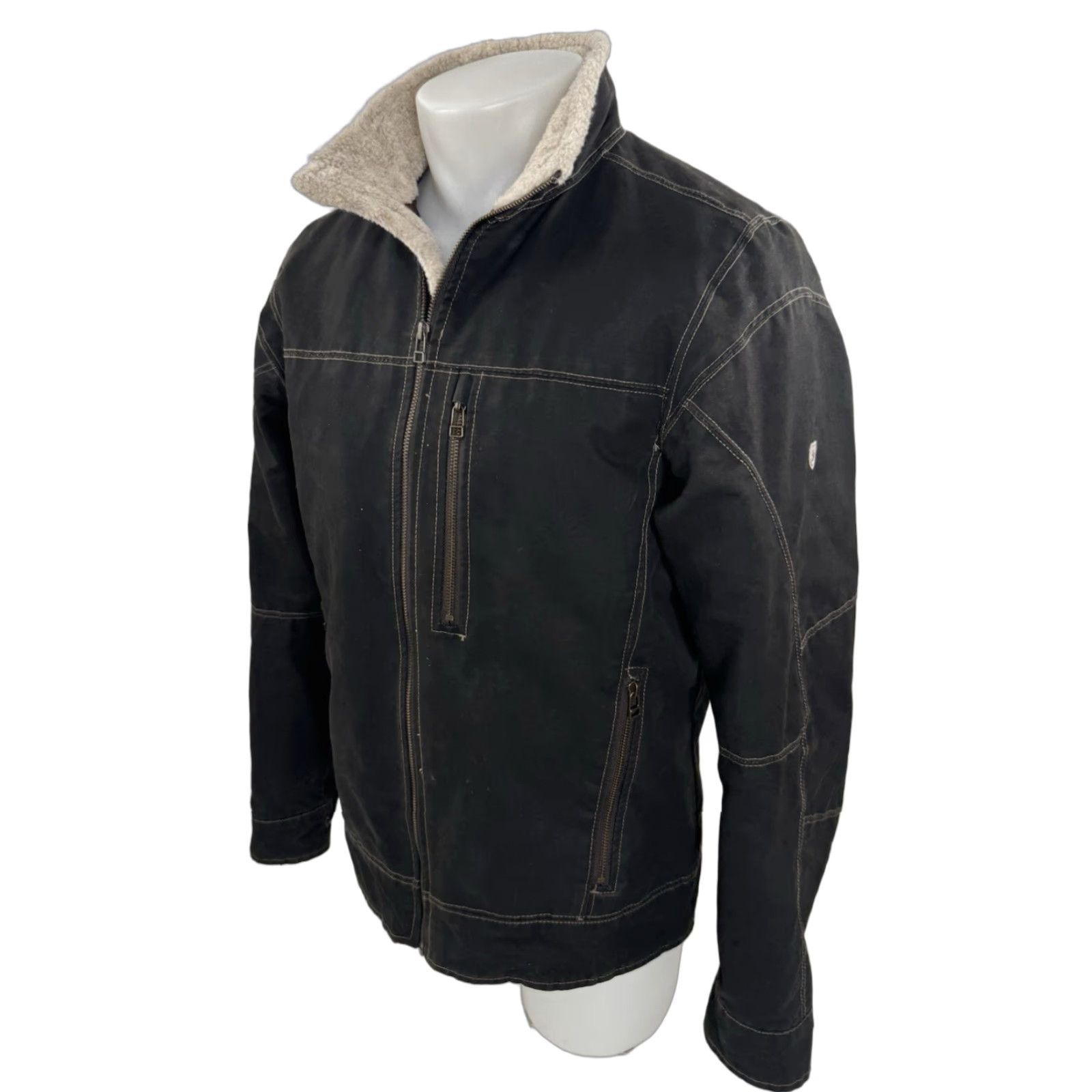 Vintage VINTAGE KUHL Jacket Mens S Greenish Brown Bomber Fleece Collar Patina Dye Size US S / EU 44-46 / 1 - 1 Thumbnail