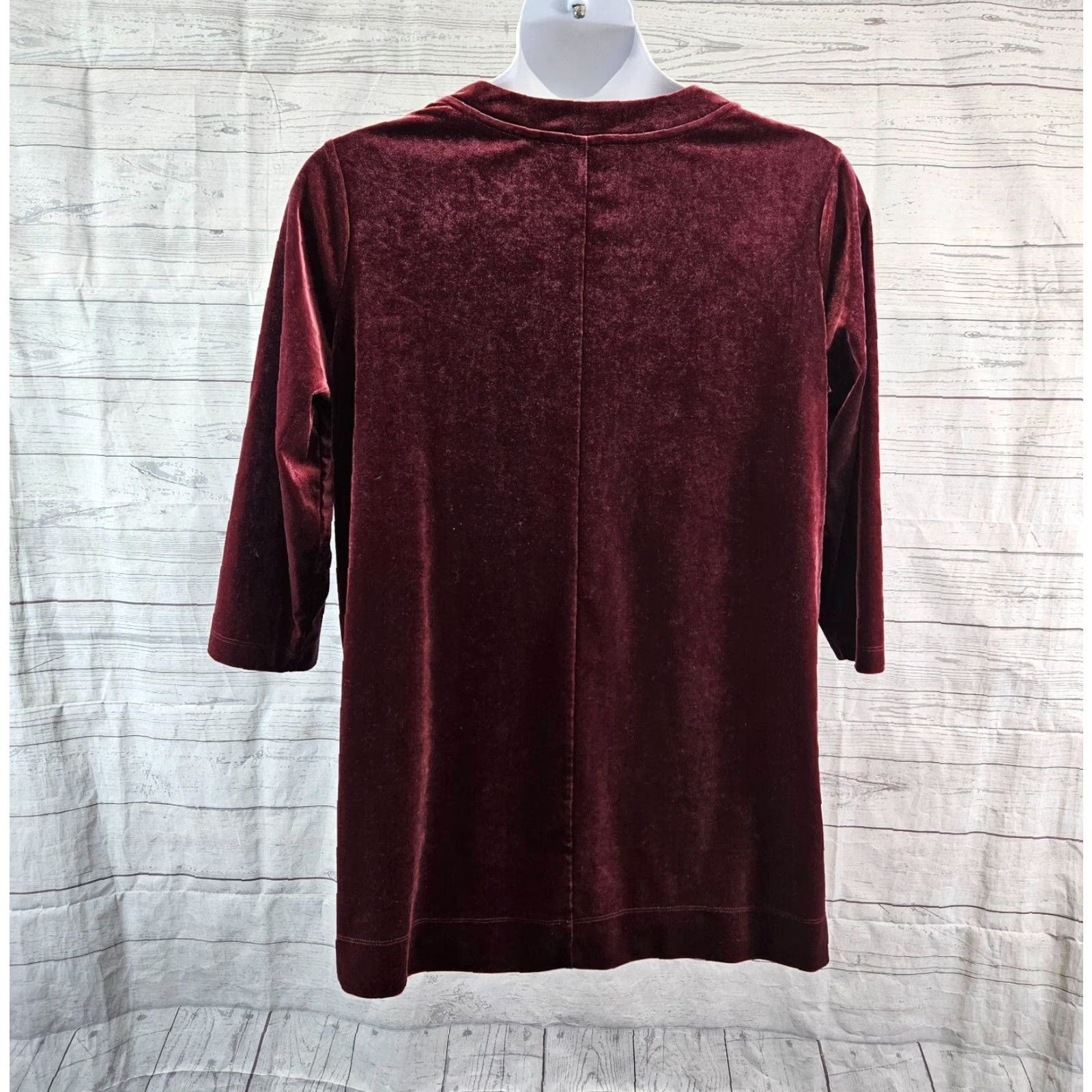 Lands' End Lands End Womens Velvet Top 1X Blouse V-Neck 3/4 Sleeve Red Size XL / US 12-14 / IT 48-50 - 4 Thumbnail