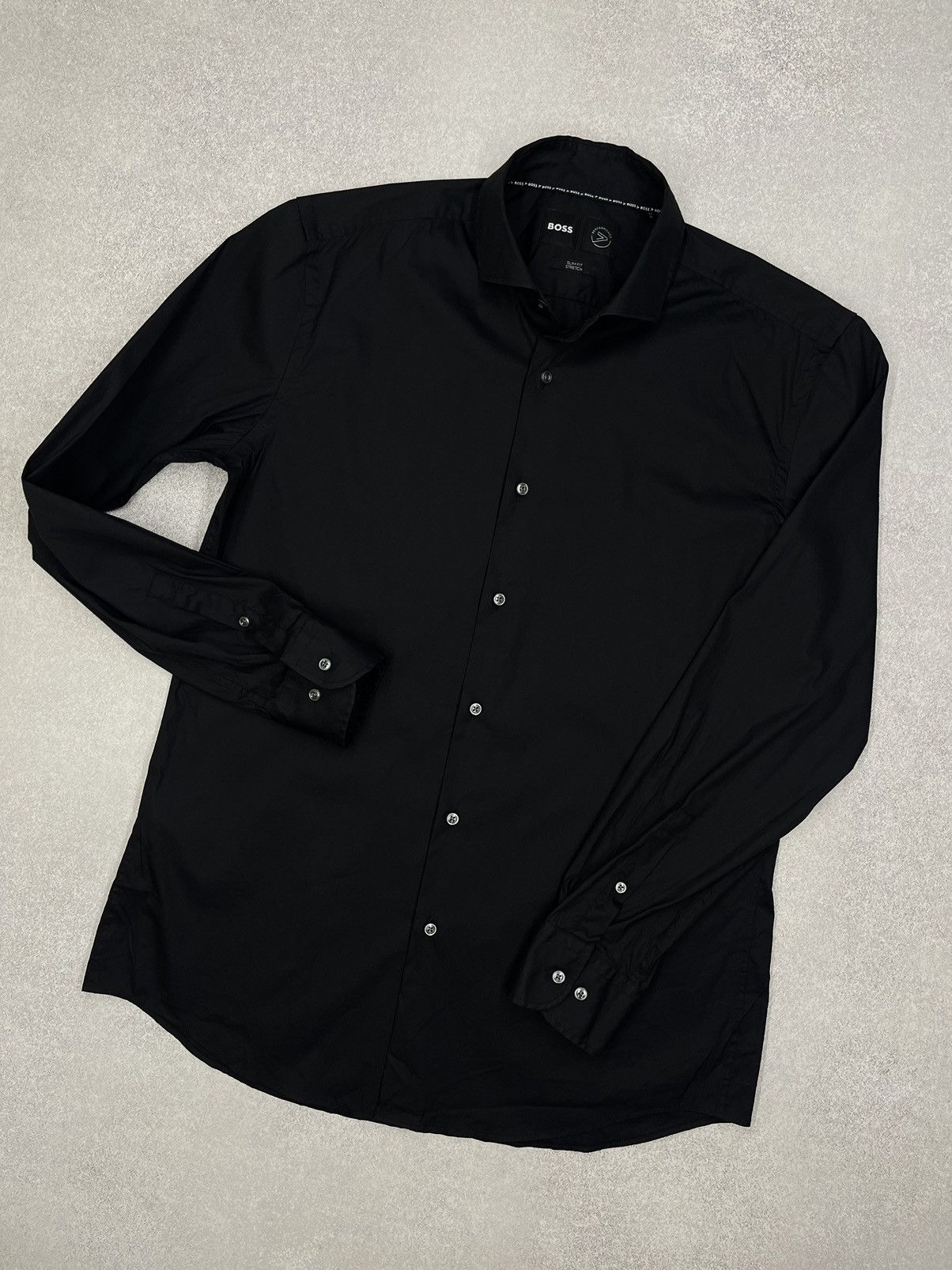 Hugo Boss Mens Hugo Boss Performance Stretch Full Black Shirt Size US L / EU 52-54 / 3 - 1 Thumbnail