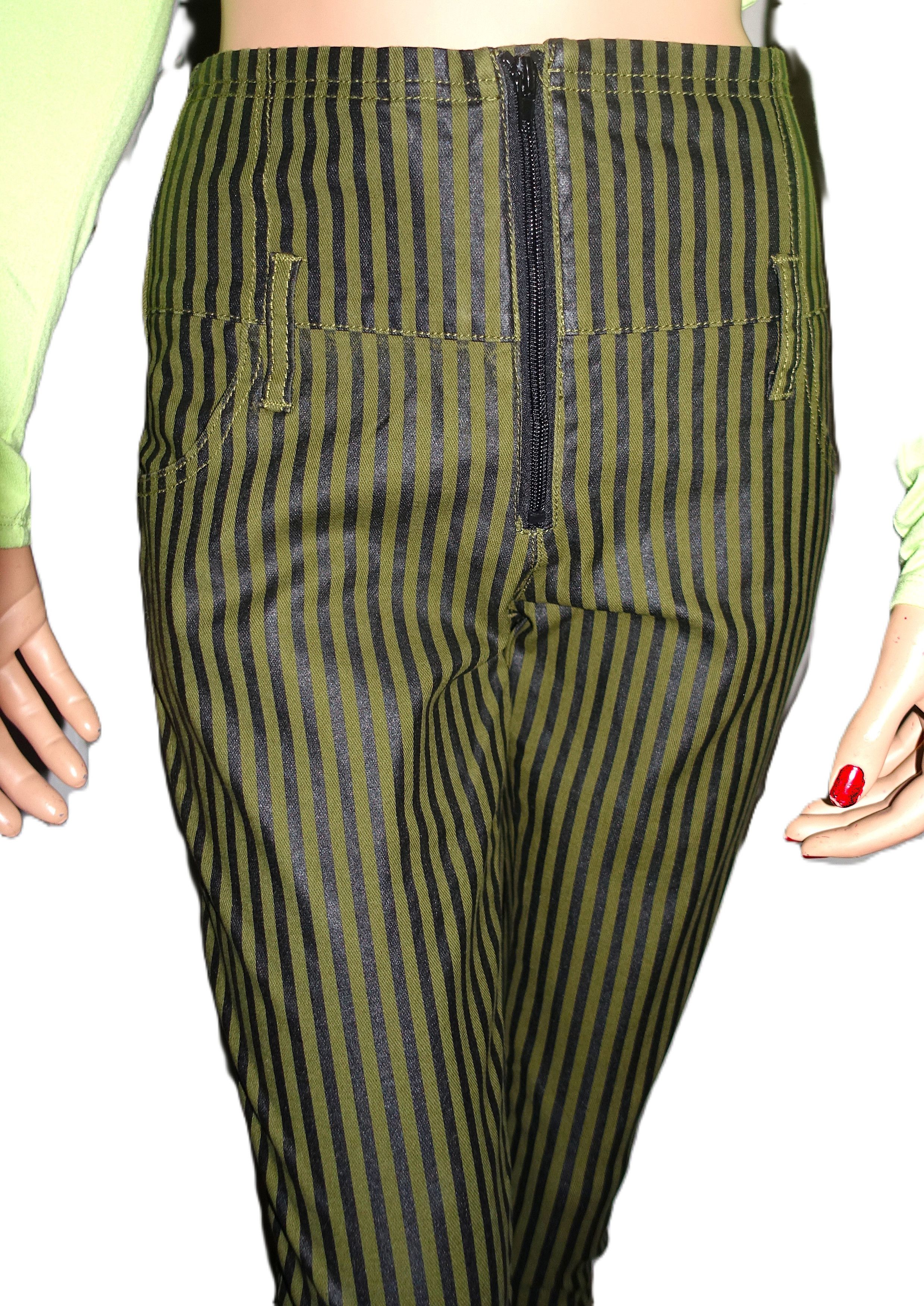 Other Spoon Jeans Green Black Striped Pants 7 Size 28" / US 6 / IT 42 - 2 Thumbnail