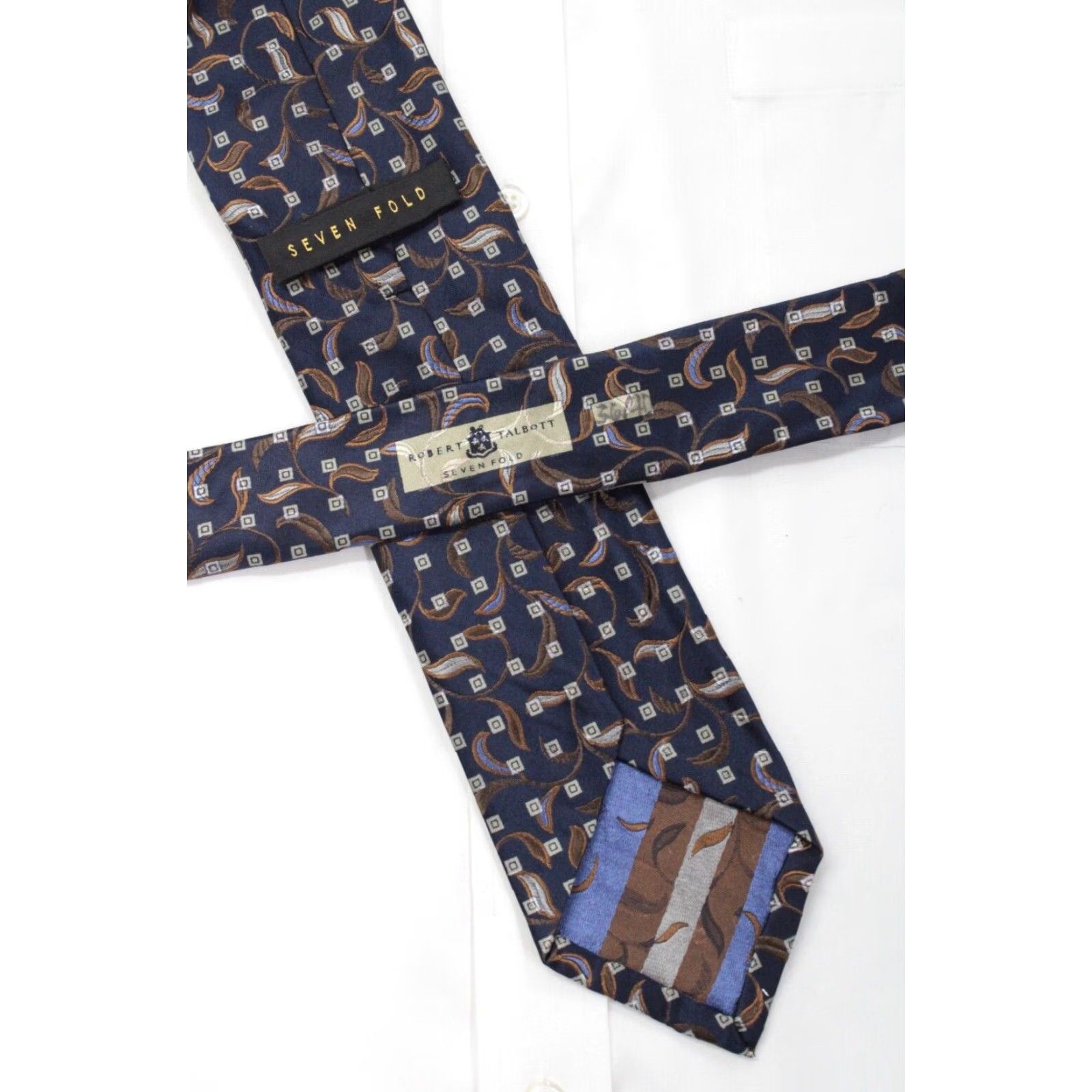 Robert Talbott VINTAGE Robert Talbott Seven-Fold Necktie Men's Blue Geometric Silk Tie Designer Size ONE SIZE - 5 Thumbnail