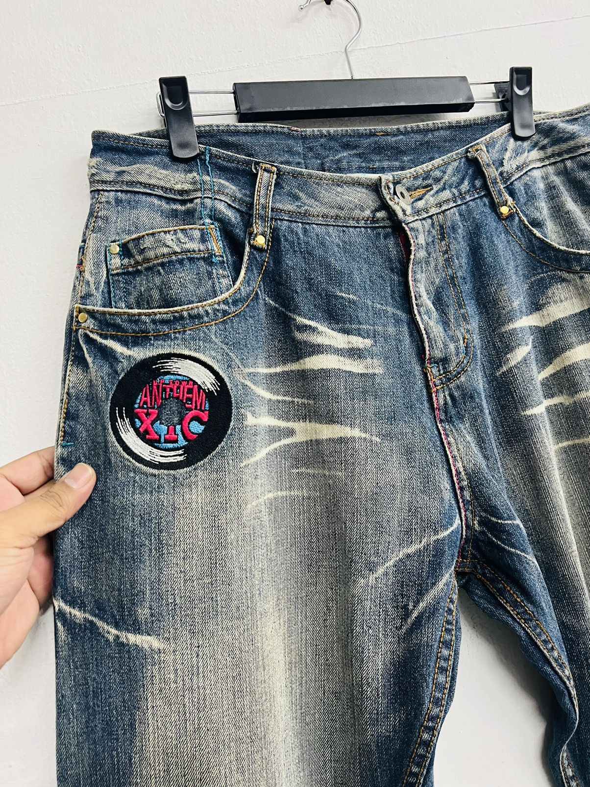 Japanese Brand XANTHOUS Mudwash Flame Baggy Denim Size US 33 - 6 Thumbnail