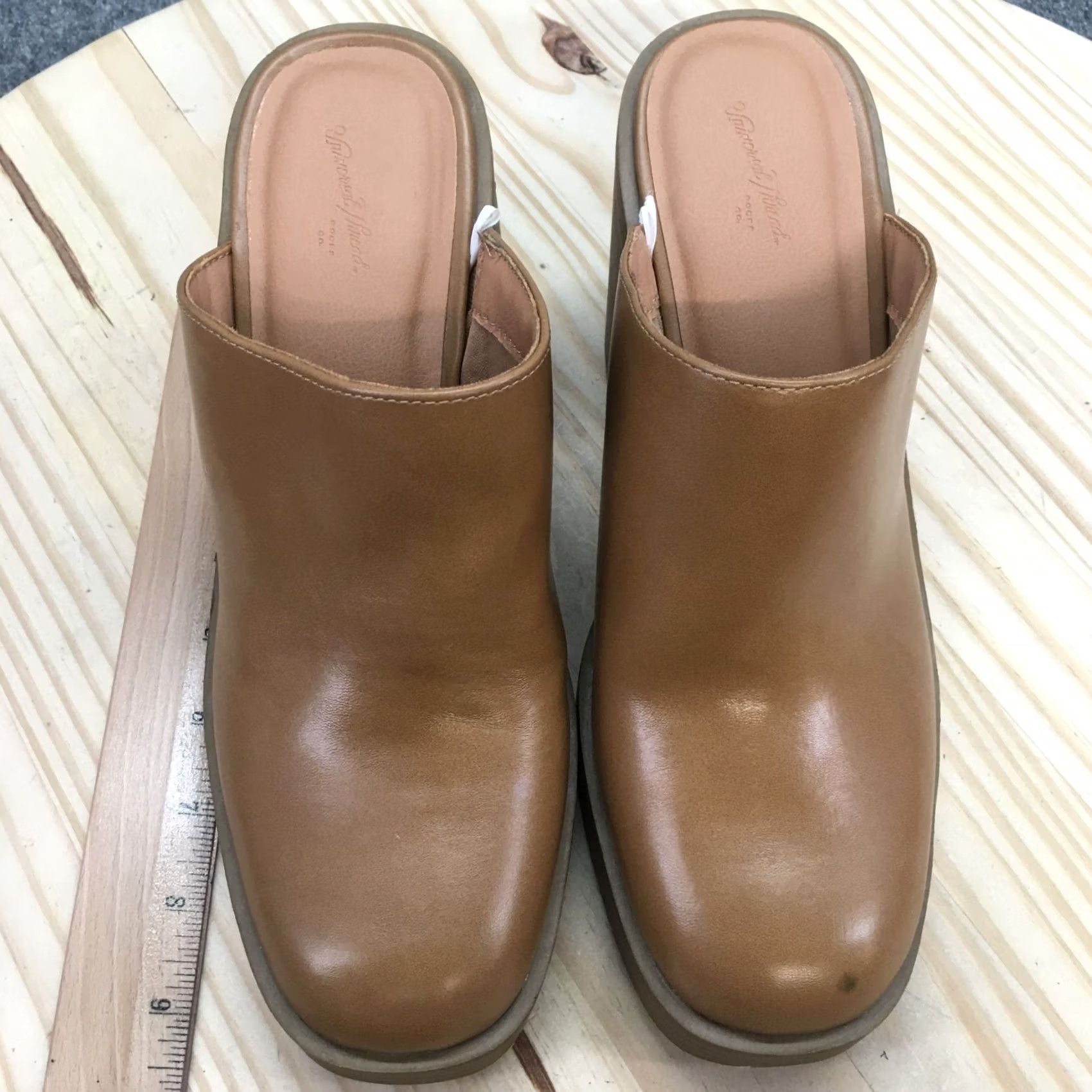 Vintage Universal Thread Platform Heels Womens 9 Brown Faux Leather Mules Casual Size US 9 / IT 39 - 5 Thumbnail