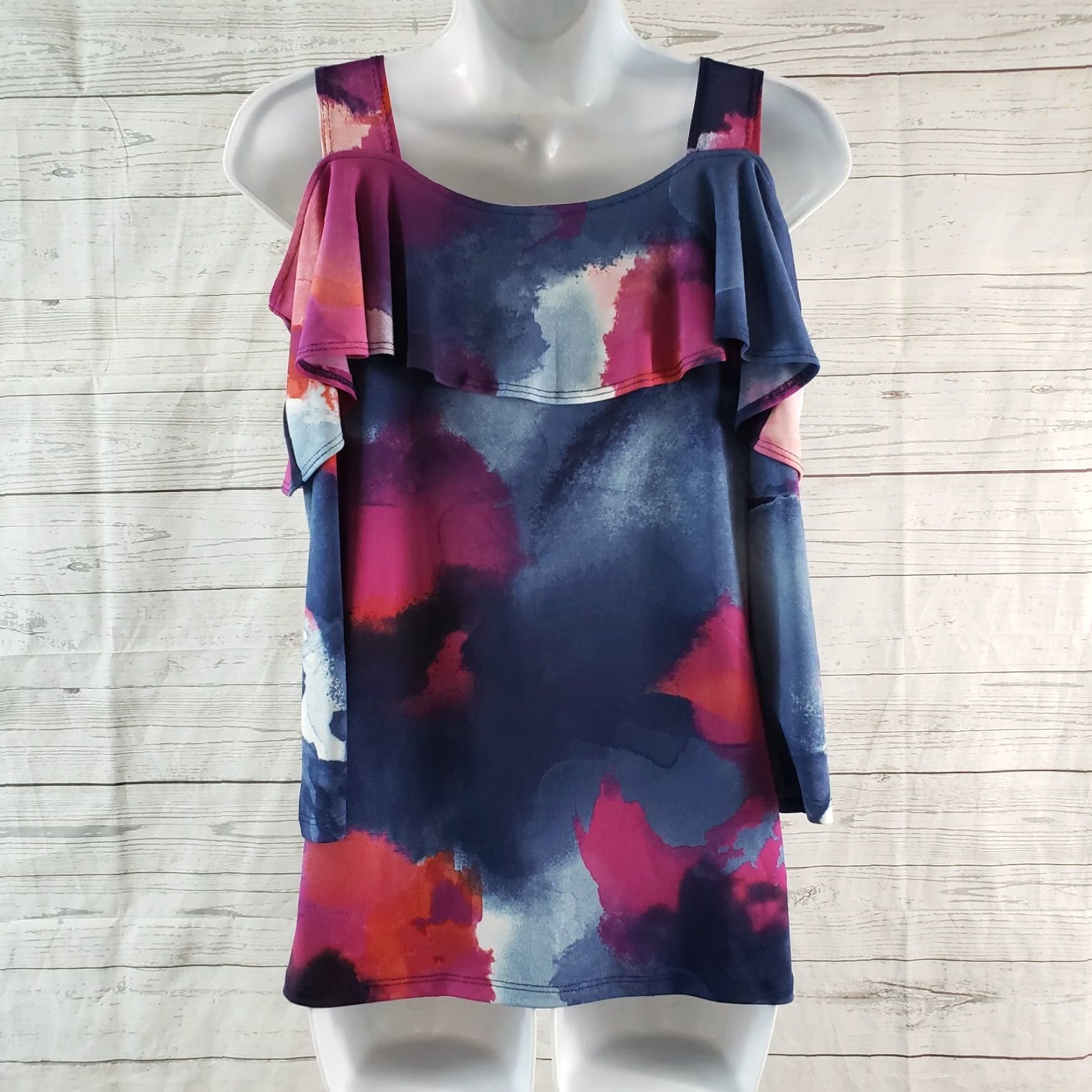 Vintage Clara Sun Woo Womens Blouse XS Blue 3/4 Sleeve Cold Shoulder Square Neck Pullover Regualr Size Womens Size XS / US 0-2 / IT 36-38 - 4 Thumbnail
