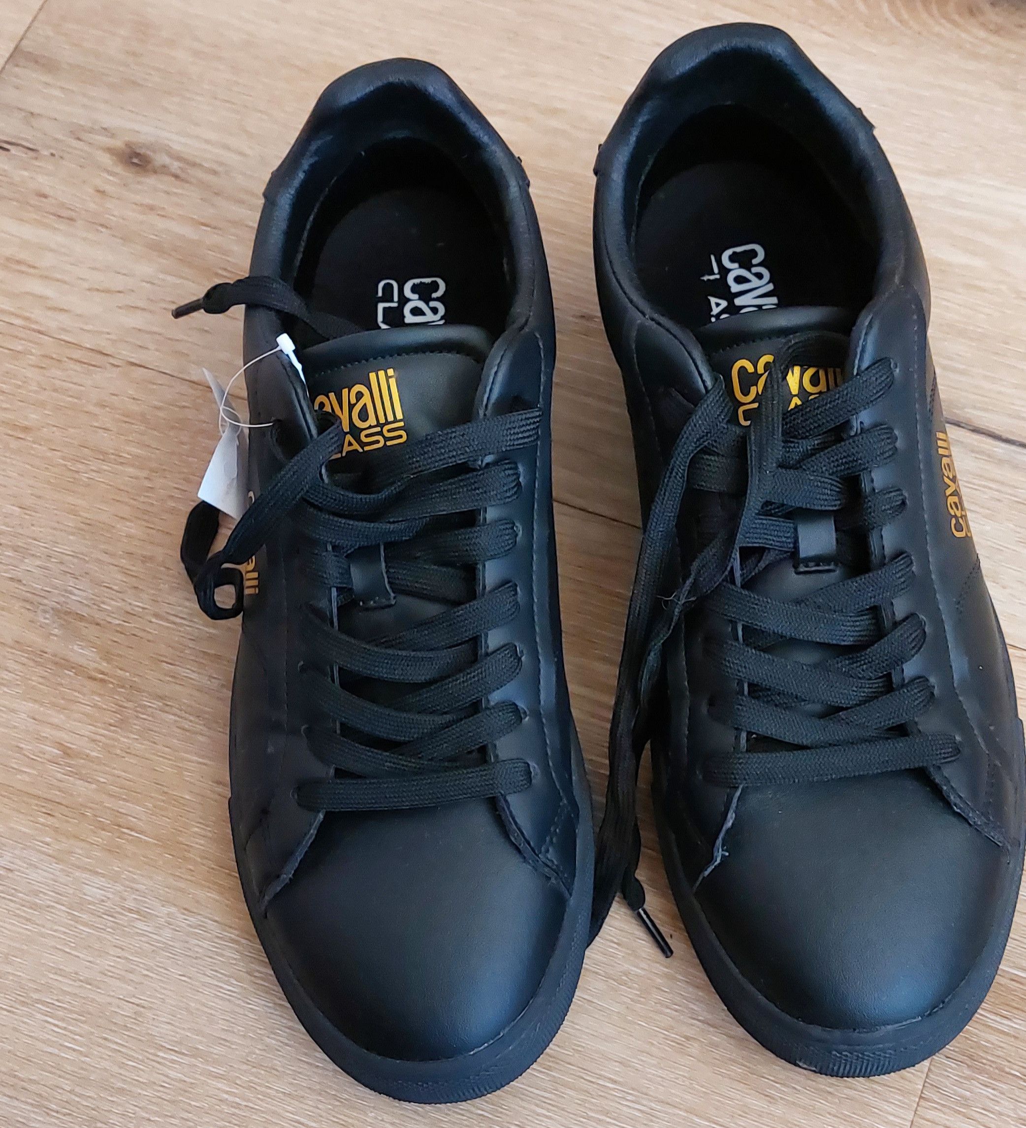 Cavalli Class Cavalli Class black low-top sneakers with gold logo details. Size US 11 / EU 44 - 1 Thumbnail