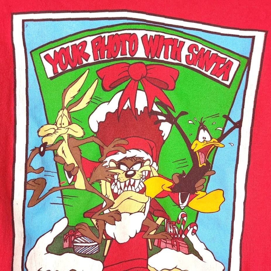 Anvil VINTAGE Taz Looney Tunes Christmas T Shirt Mens Large Red 90s Made In USA Size US L / EU 52-54 / 3 - 5 Thumbnail