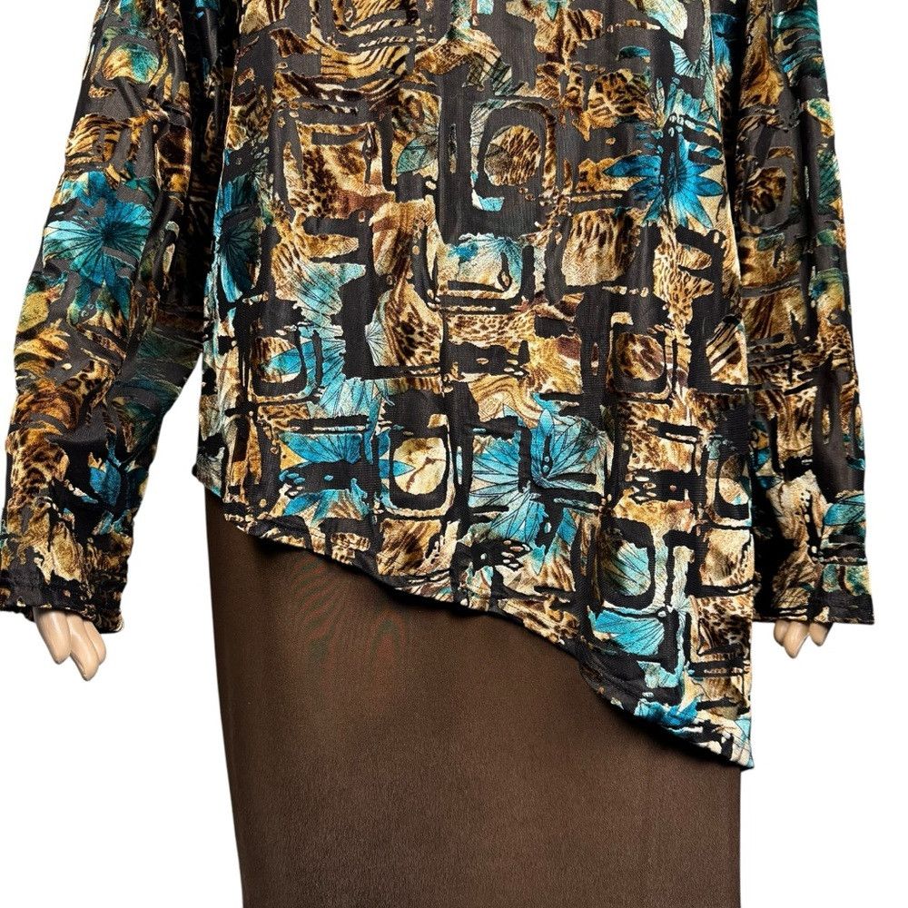 Other Nicole Max Velvet Burnout Long Sleeve Asymmetrical Hem Top Size L / US 10 / IT 46 - 2 Thumbnail