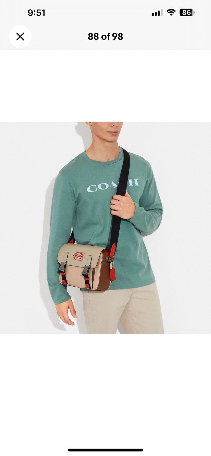 Coach NWT Coach MEN's Track Crossbody In Colorblock CH106 Size ONE SIZE - 9 Thumbnail