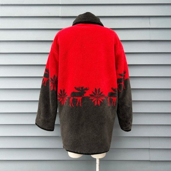 Other Nordic Lights Red Southwest Elk Reversible Fleece Jacket Size L / US 10 / IT 46 - 4 Thumbnail