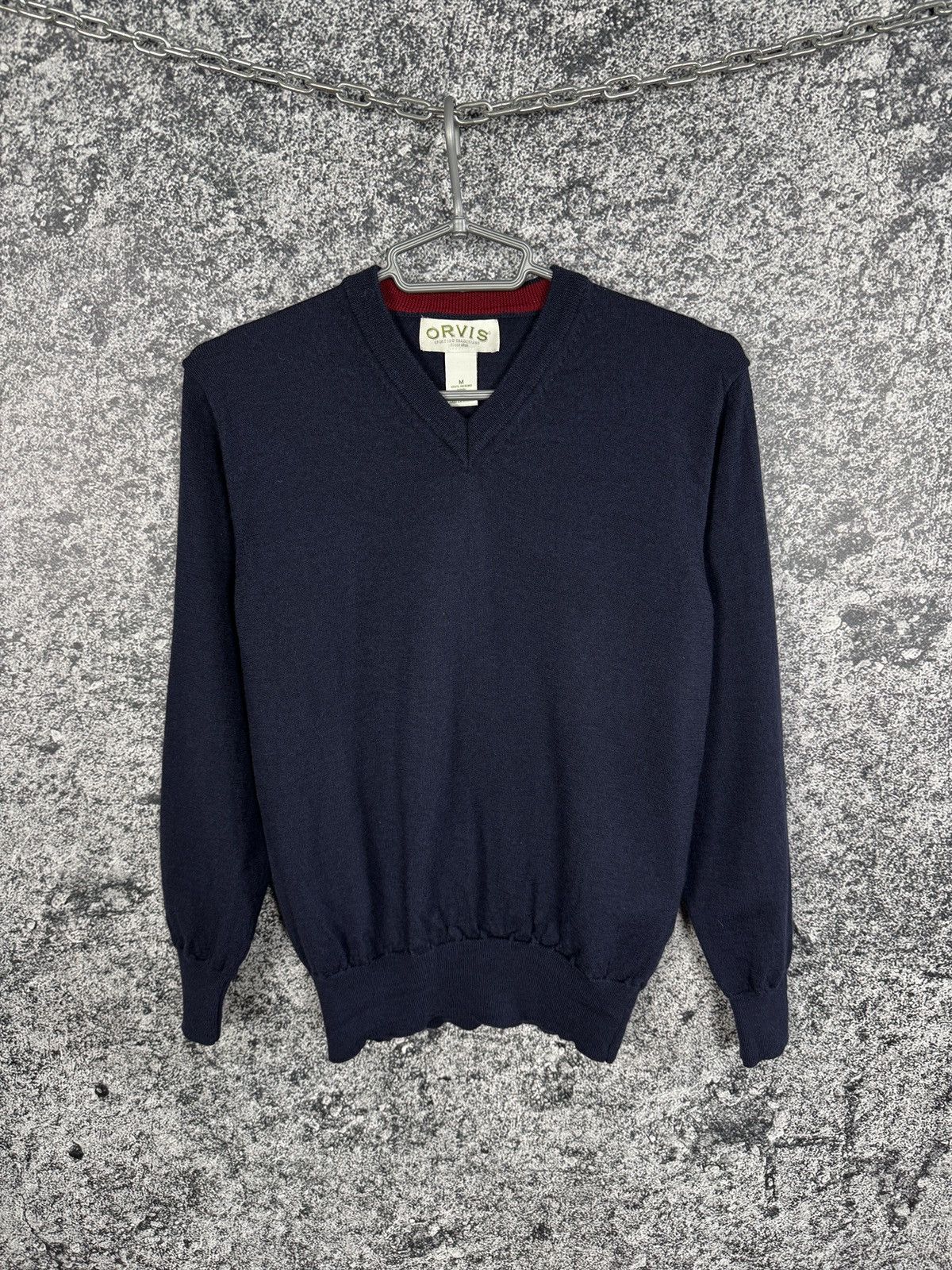 Orvis Orvis V-Neck Sweater Merino Wool Pullover Italy Slim Size M Size US M / EU 48-50 / 2 - 1 Thumbnail