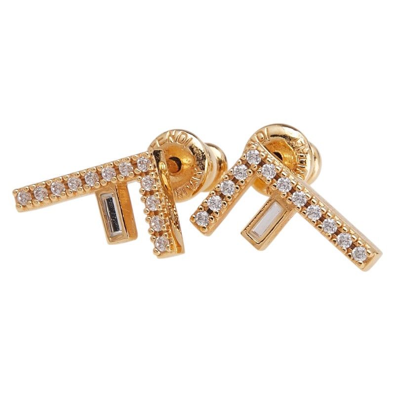 Fendi Fendi F Line Stone Earrings Metal Earrings DUTY FREE for USA