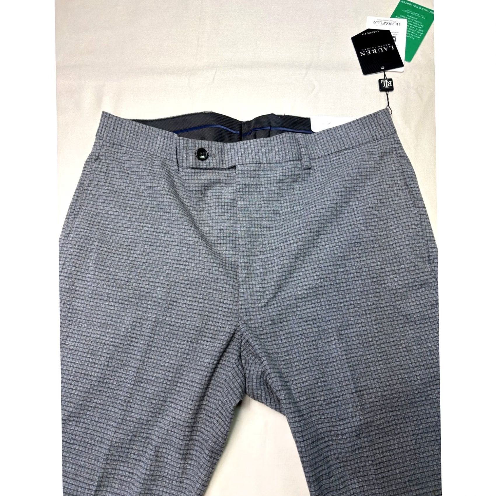 Ralph Lauren NWT Lauren Ralph Lauren Ultraflex Grey Micro Check Dress Pants 33W x 32L Classic Mens Dress Pants Gray Check Ultraflex Size US 33 - 2 Thumbnail