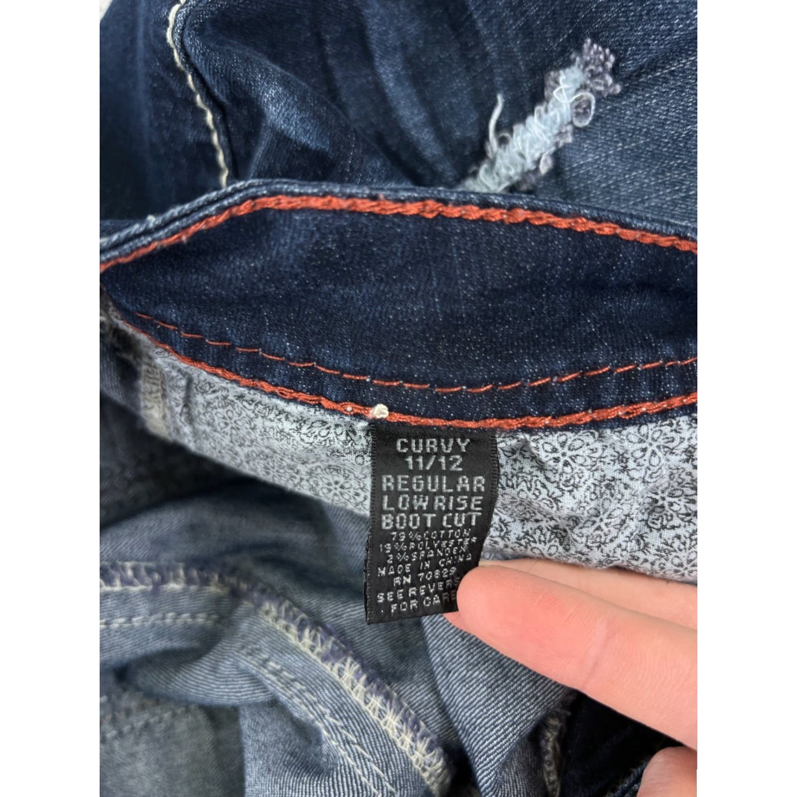 Denime Twentyone Black Jeans Women 11 Bootcut Denim Blue Distressed Stretch 5-Pocket Rise Low Inseam 31 in Regular Size Type: Regular Size 32" / US 10 / IT 46 - 6 Thumbnail