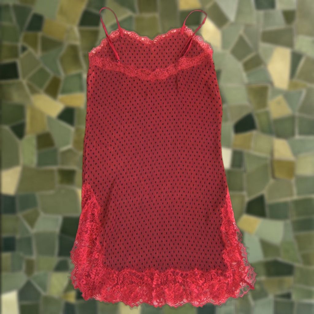 Free People Free People Lingerie Dress Polka Dot Red Spaghetti Strap Ruched Midi Dress Size 4 Womens Size S / US 4 / IT 40 - 1 Thumbnail