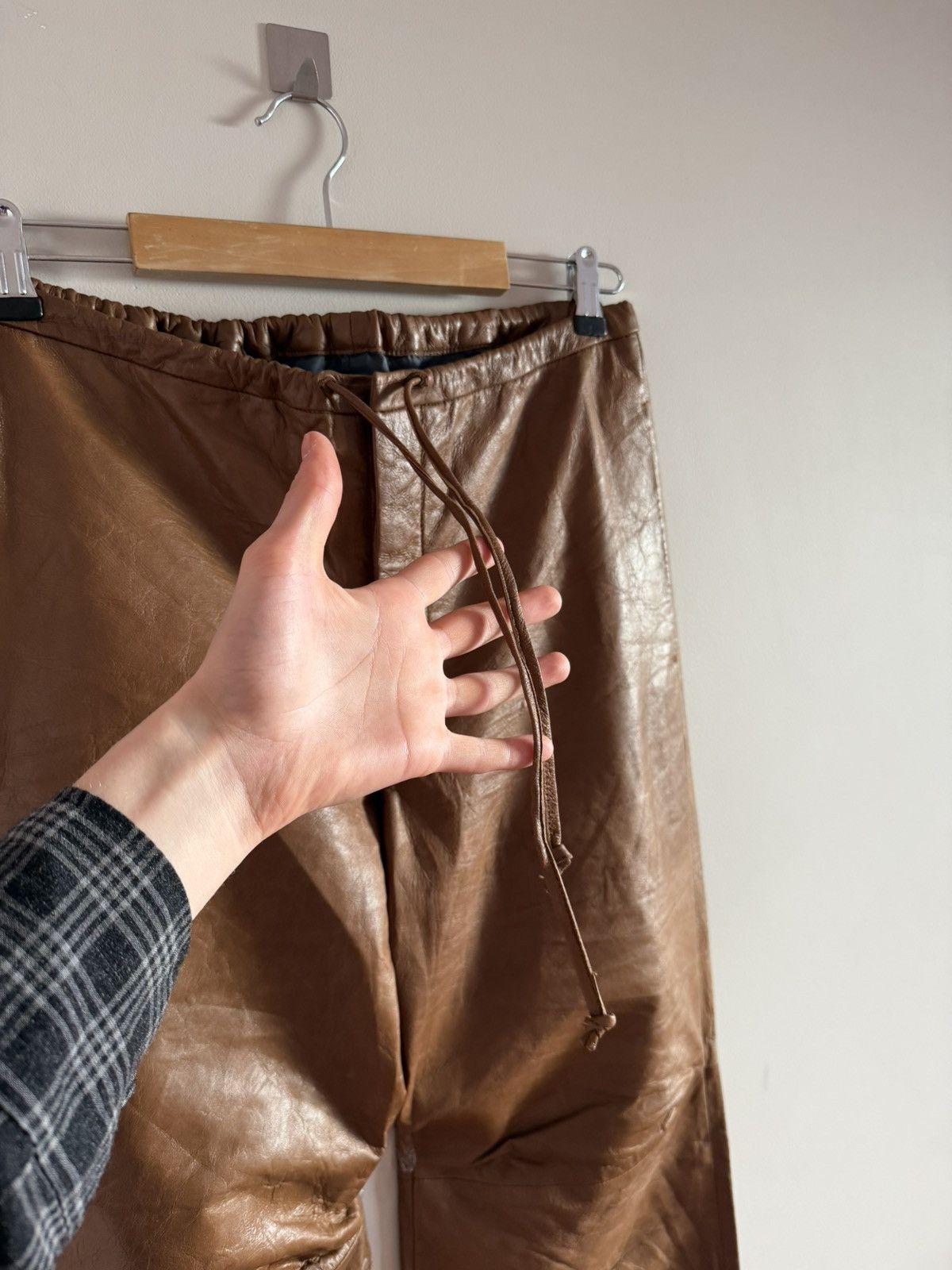 Costume National Costume National Homme Wide Leg Brown Leather Pants Size US 32 / EU 48 - 3 Thumbnail