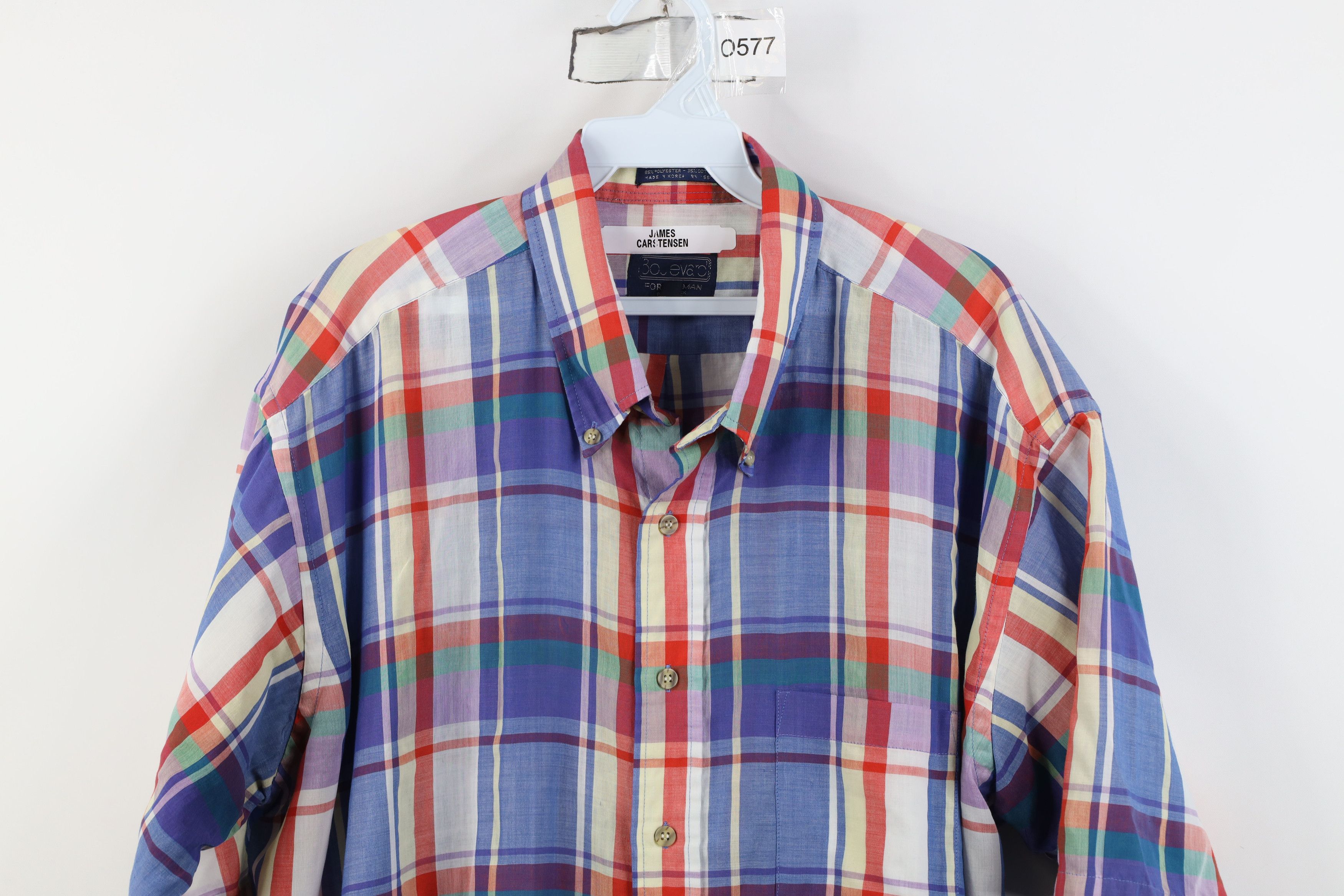 Vintage Vintage 90s Streetwear Madras Collared Button Down Shirt Size US XL / EU 56 / 4 - 2 Thumbnail