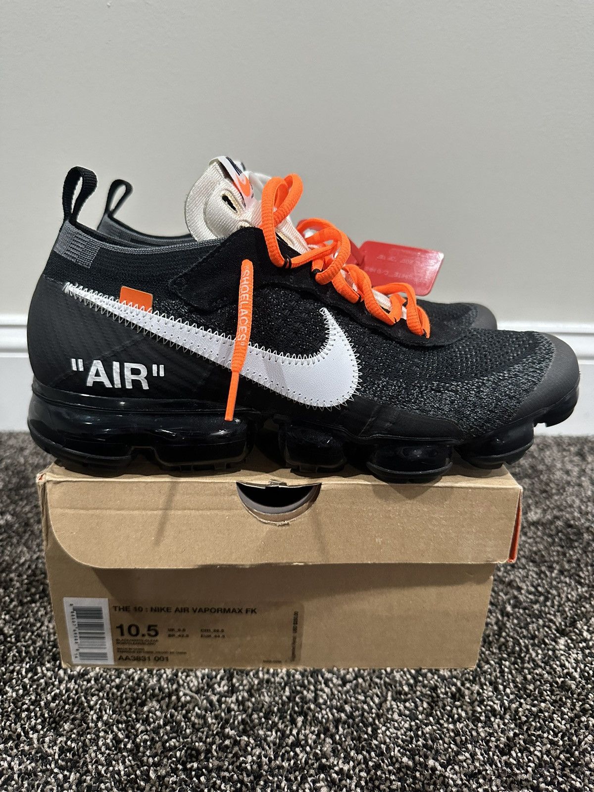 Nike Nike x Off-White Virgil Air VaporMax Black “The Ten” OG Size US 10.5 / EU 43-44 - 5 Thumbnail