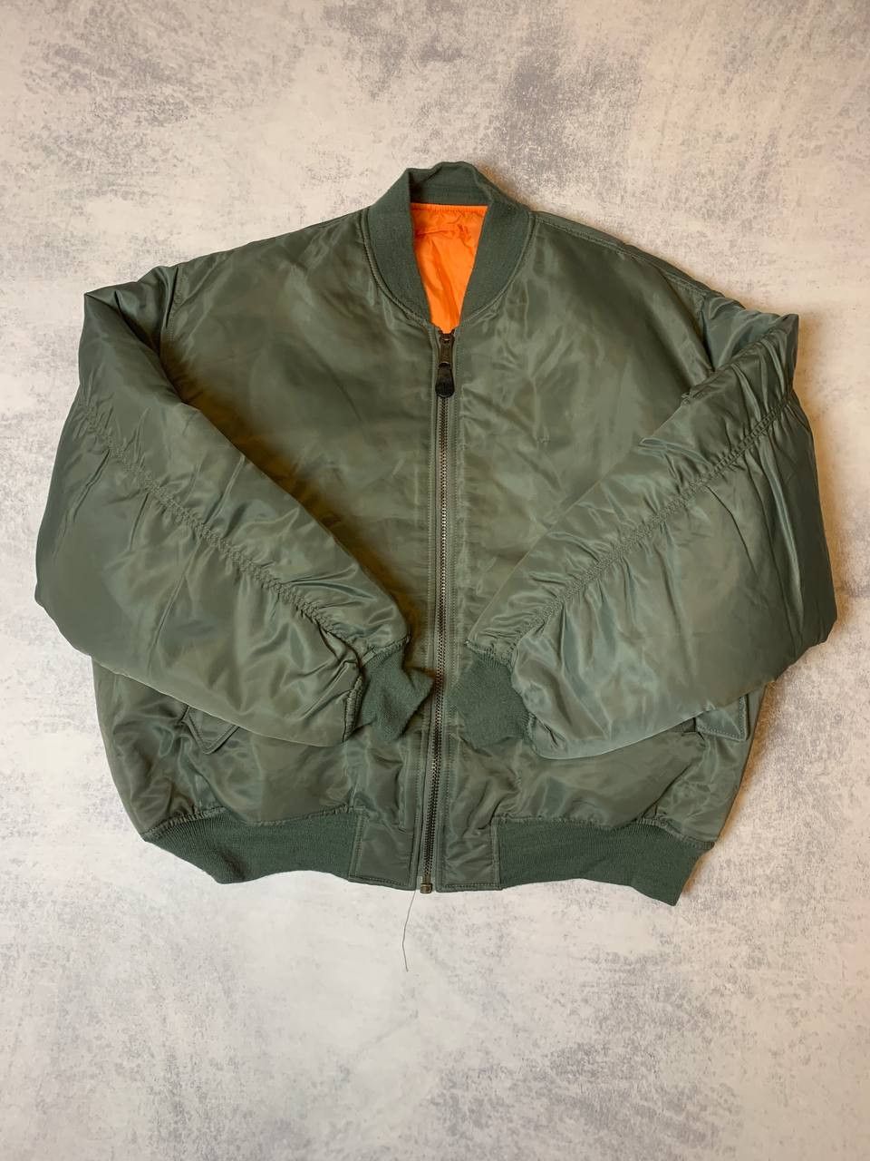 image of Ma 1 x Made In USA American Vintage Military Avia Ma-1 Reversible Bomber in Green, Men's (Size 2XL)