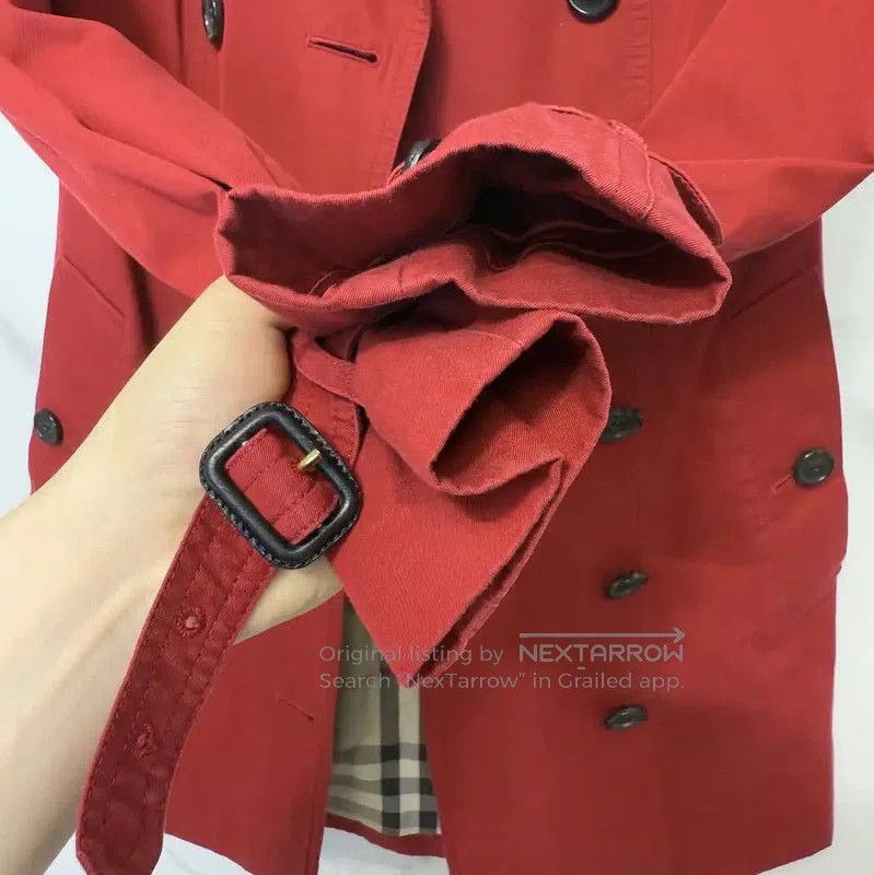 Burberry Burberry Red Cotton Striped Trench Coat. Size S / US 4 / IT 40 - 4 Thumbnail