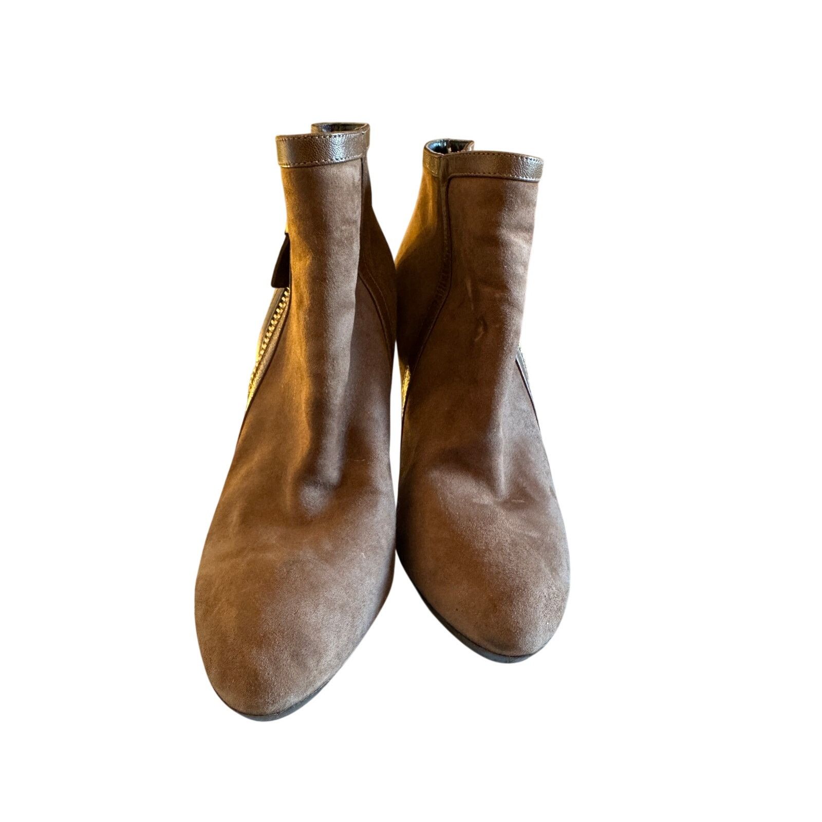 Tom Ford Tom Ford Brown Suede Gold Zip Detail Ankle Boots Size US 6.5 / IT 36.5 - 1 Thumbnail