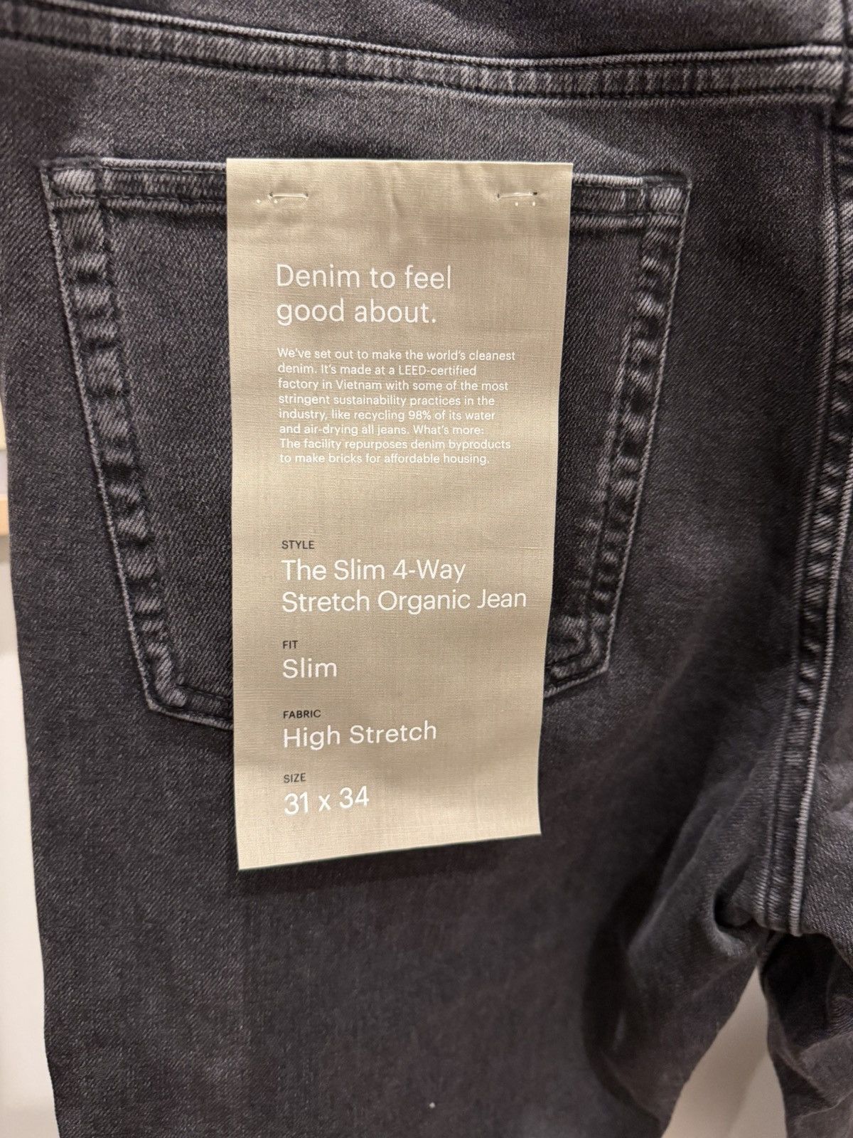 Everlane NEW Everlane 31x34 Slim Stretch Organic Jean - Washed Black Size US 31 - 5 Thumbnail