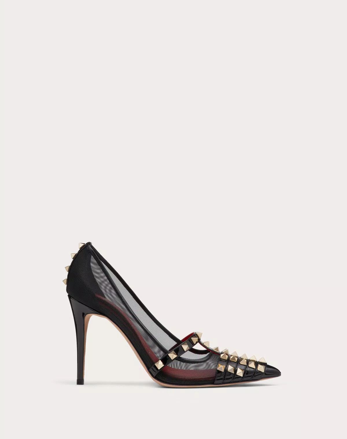 o1s1wg110625 Rockstud Patent Leather Pump 100 Mm in Black